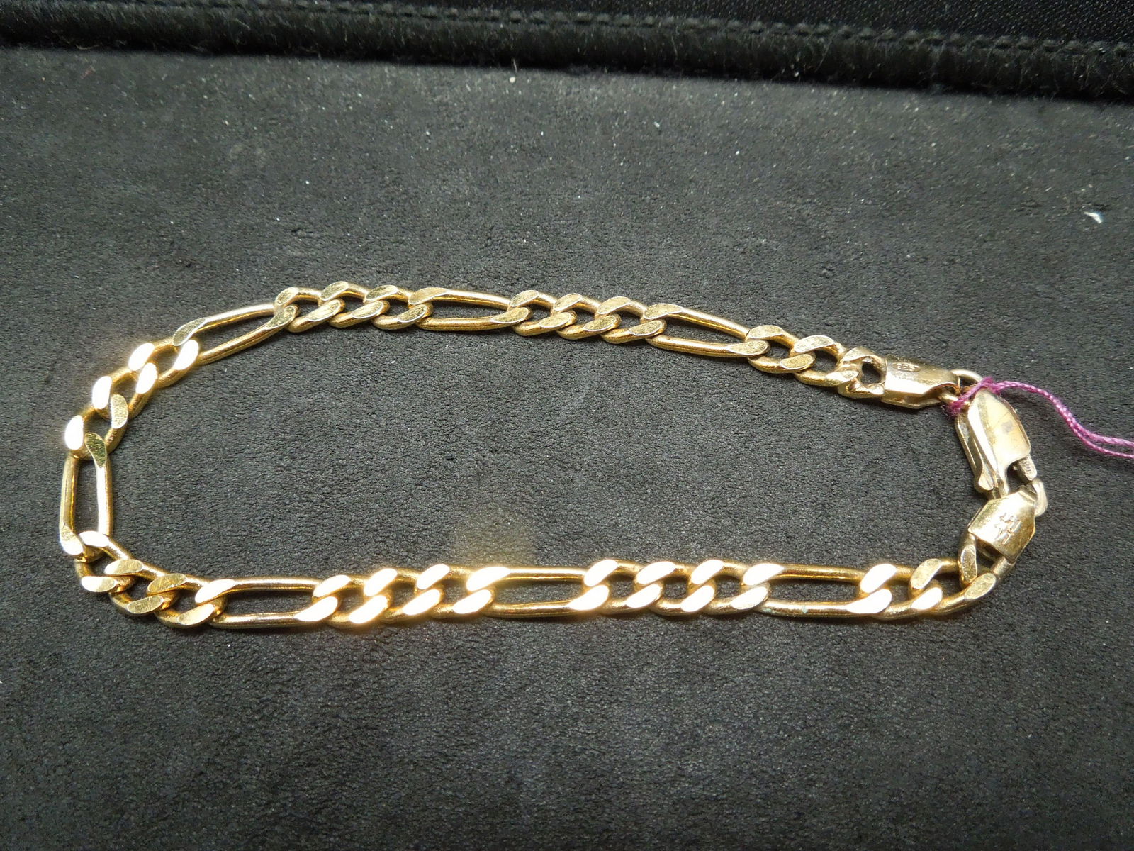 7 Inch Sterling Bracelet.  Gold overlay figaro style. (1 of 3)