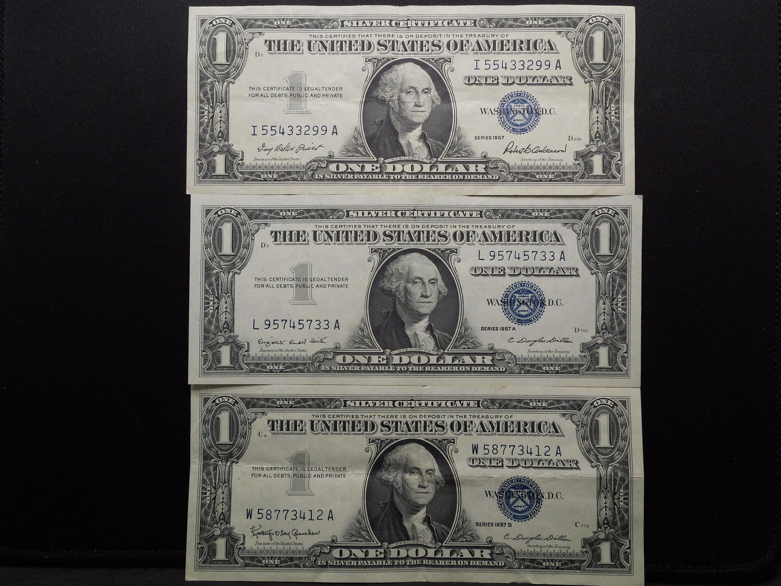 (3) 1957 One Dollar Silver Certificates (1 of 5)