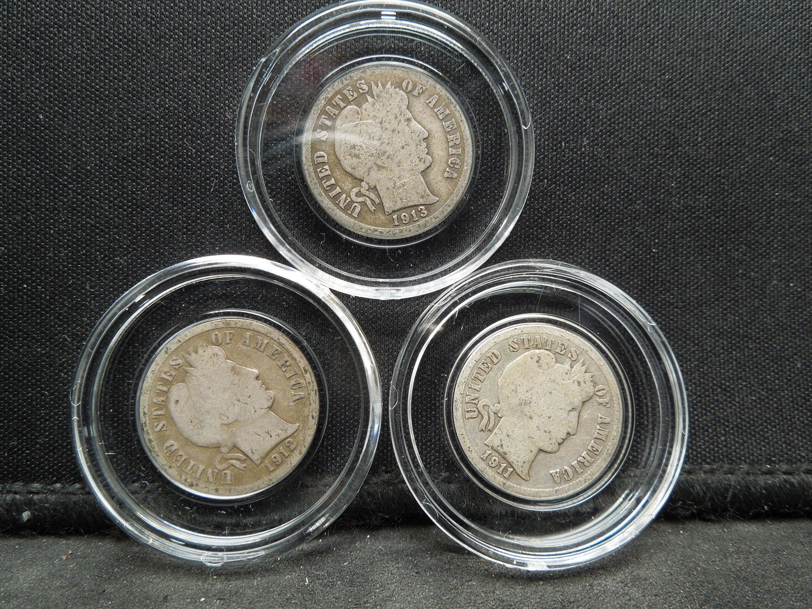 (3) SILVER (90%) BARBER DIMES (1913/1911/1912)! (1 of 2)