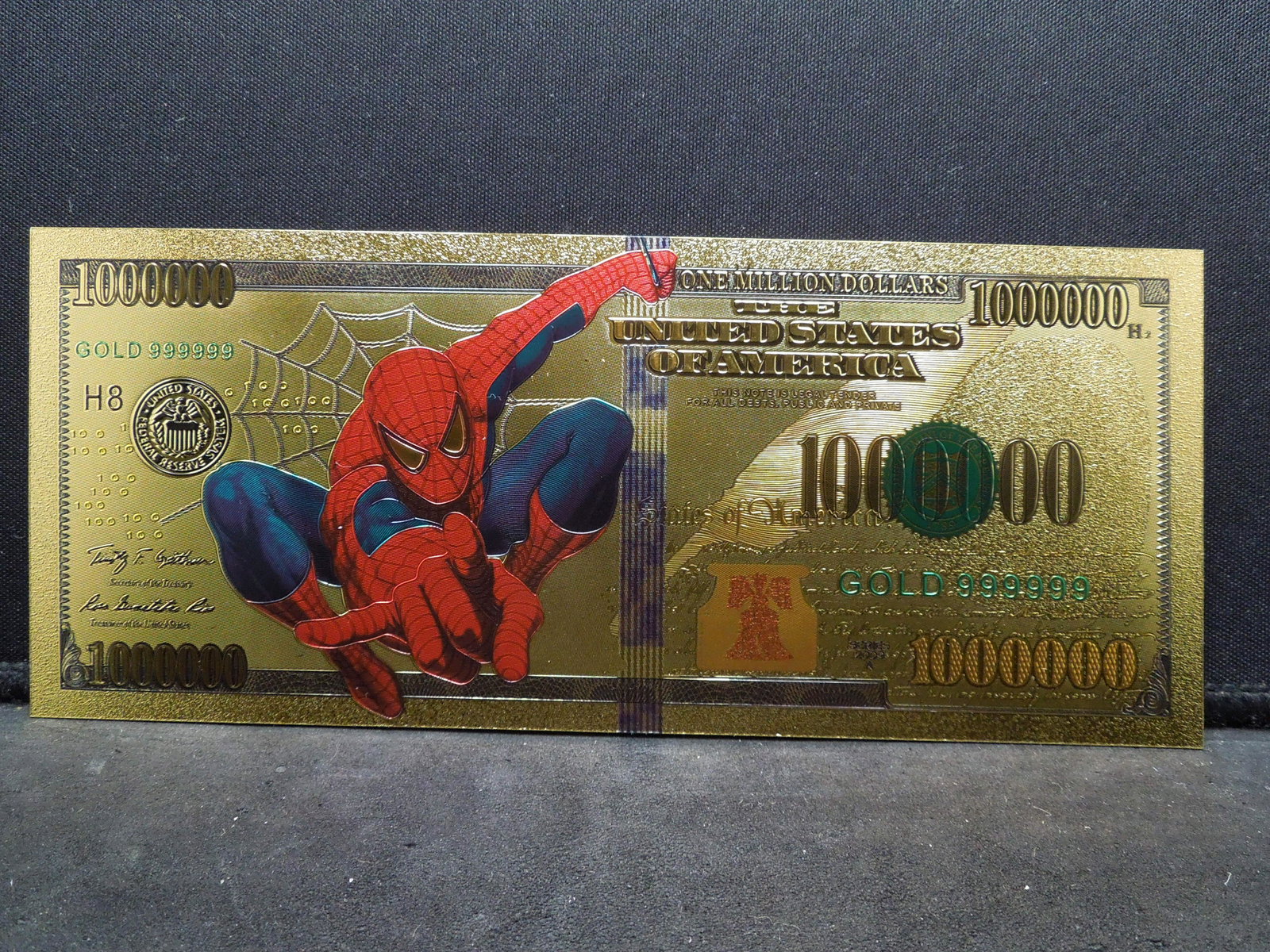 24K GOLD FOIL, (SPIDERMAN), CRISP! Not Legal Tender!: 24K GOLD FOIL, (SPIDERMAN), CRISP! Not Legal Tender!