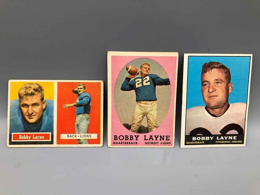Topps Bobby Layne Lot - 1957 #32, 1958 #2, 1961 #104 - (1 of 4)