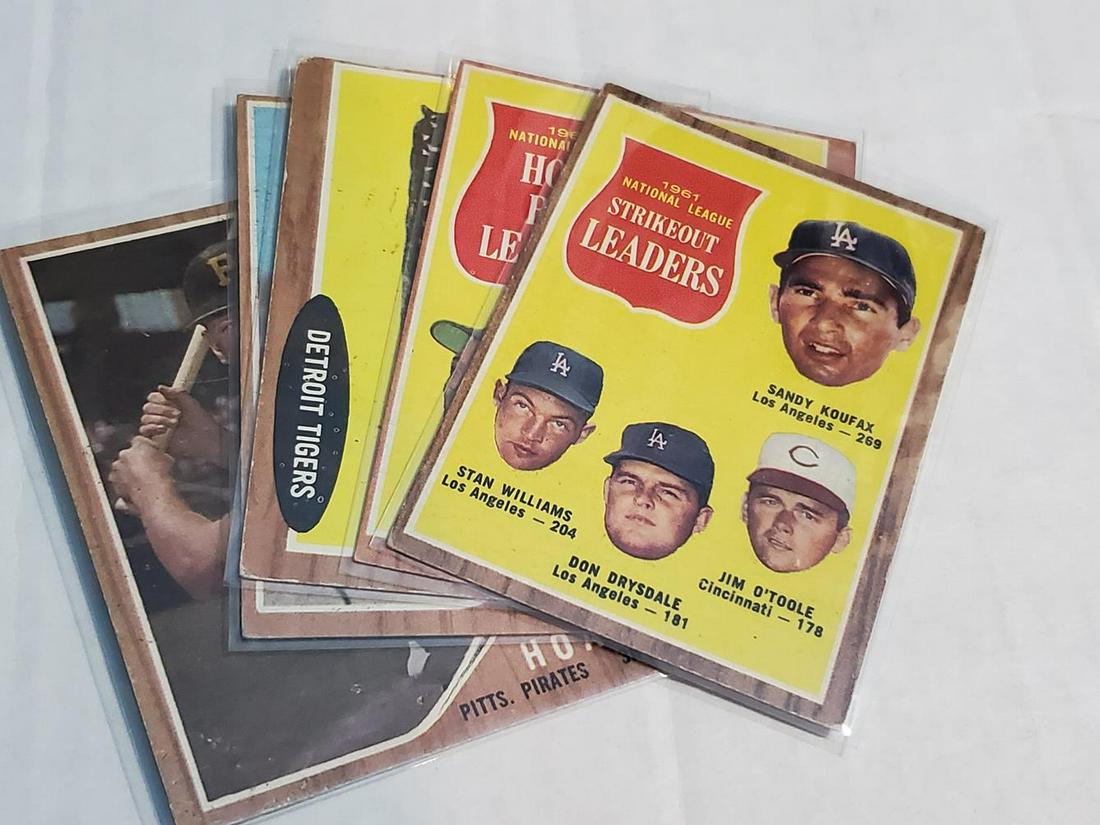 1962 Topps Baseball 5 Card Lot w/ Koufax LL, Mays LL, (1 of 4)