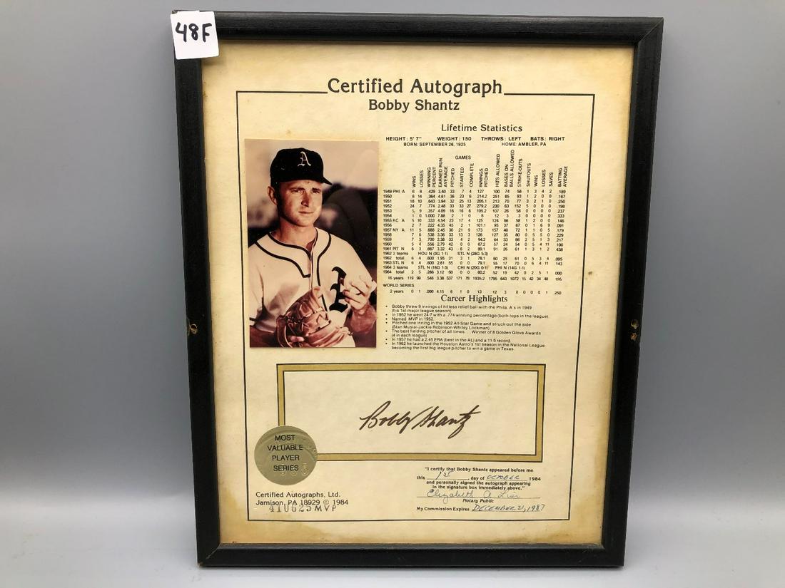 Bobby Shantz Autographed Litho in Frame (1 of 3)