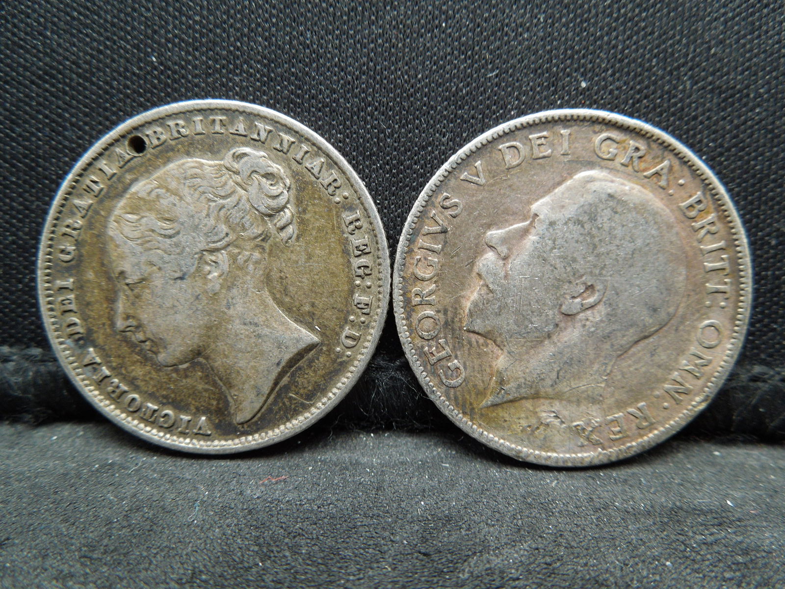 Two Silver British One Shilling's 1859 Strong Details (1 of 2)