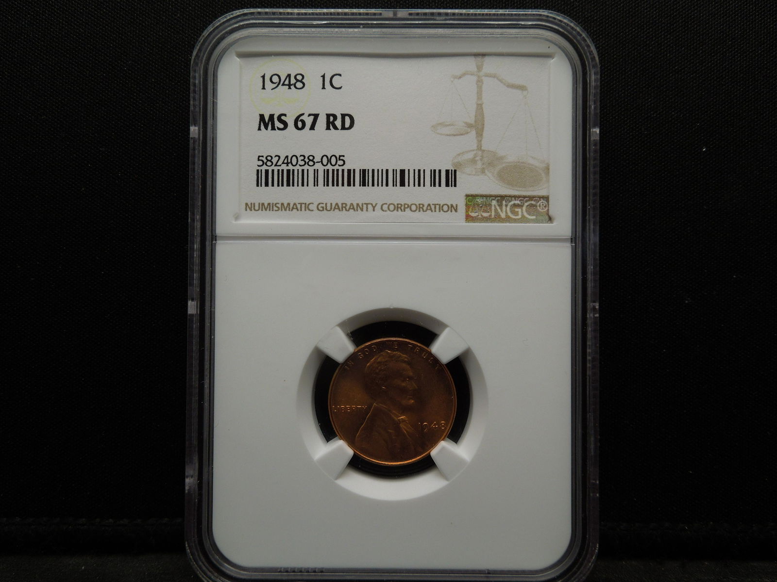 1948 Lincoln Cent NGC MS67 RED Rare in High Grades NGC (1 of 4)