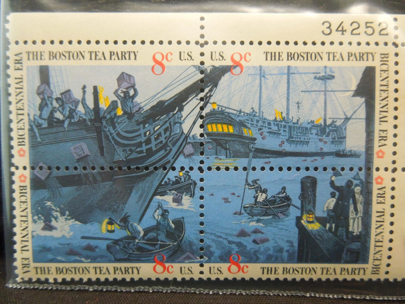 Boston Tea Party plate block: Boston Tea Party plate block
