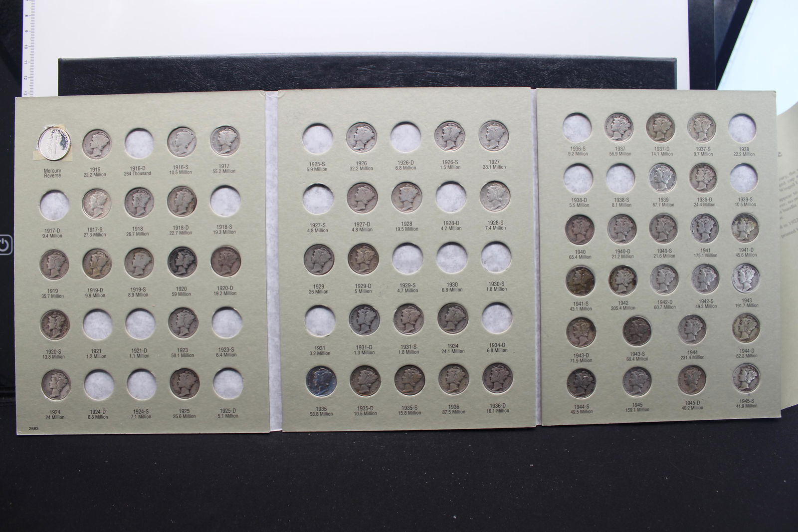 1916-1945 Mercury Dime Book, (54) Total, Not Complete (1 of 8)