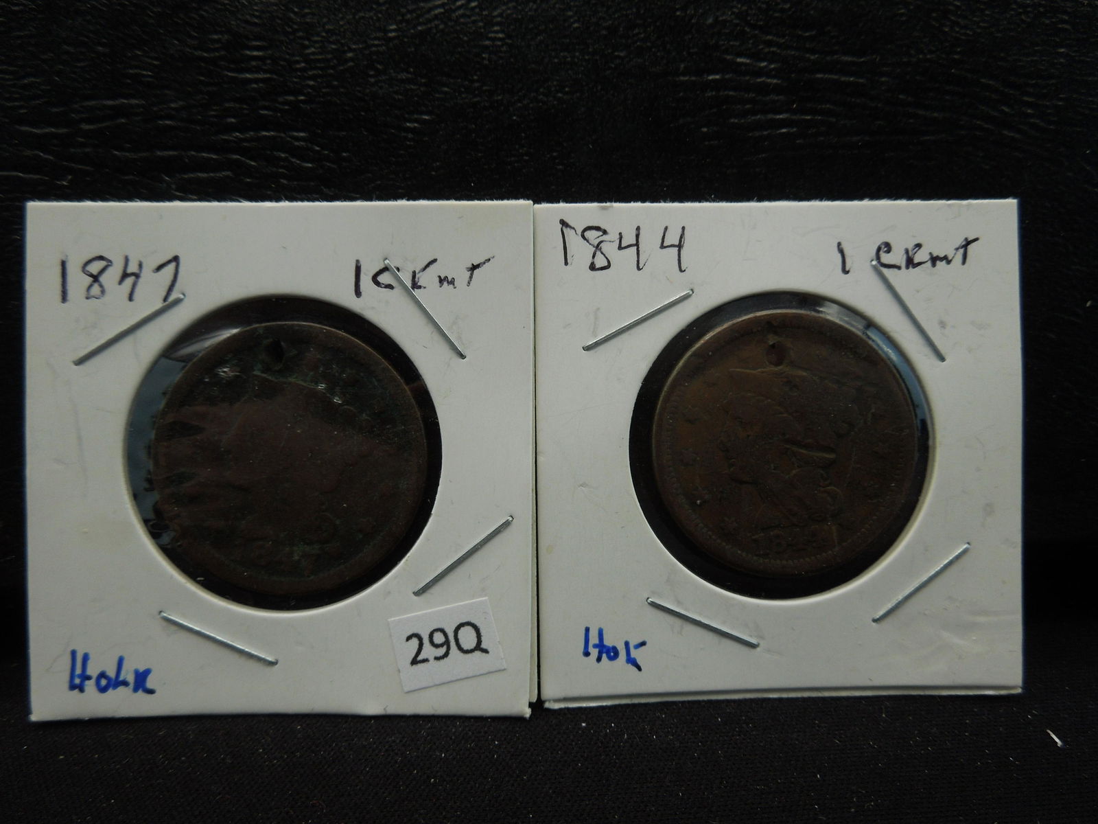 1844, 1847 Large Cents, Holed (1 of 5)