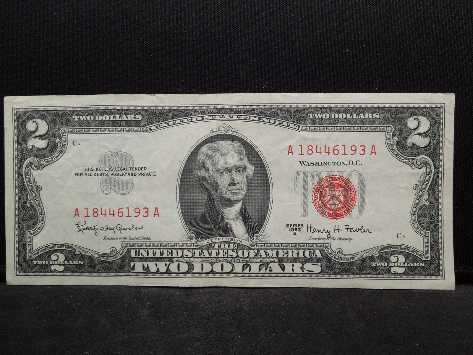 1963 A RED SERIES $2 DOLLAR, CRISP! (1 of 3)