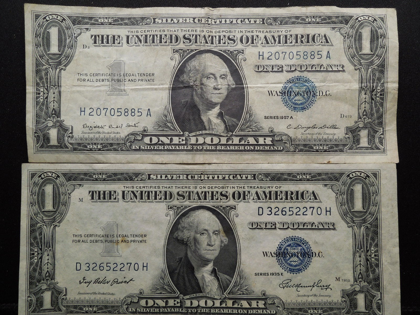 2pc Set Series 1935 & 1957 $1.00 Silver Certificates (1 of 4)