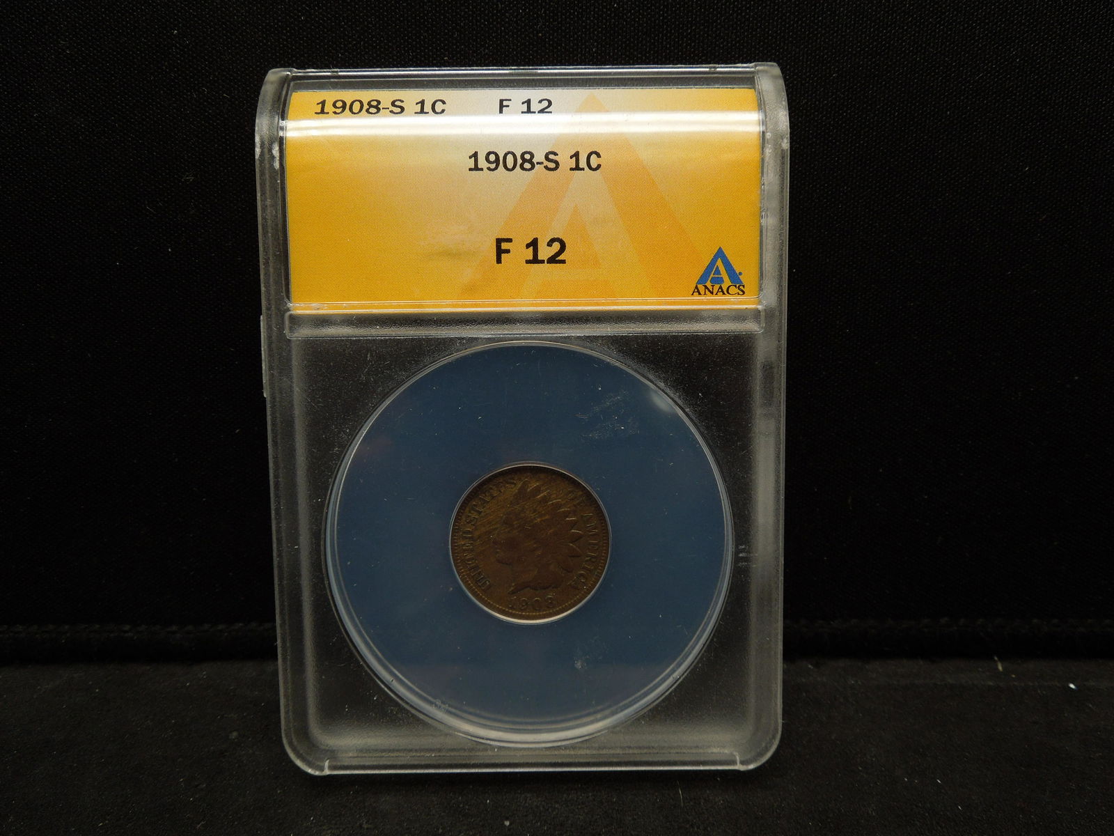 key date 1908-s Indian head cent graded fine 12 by (1 of 4)