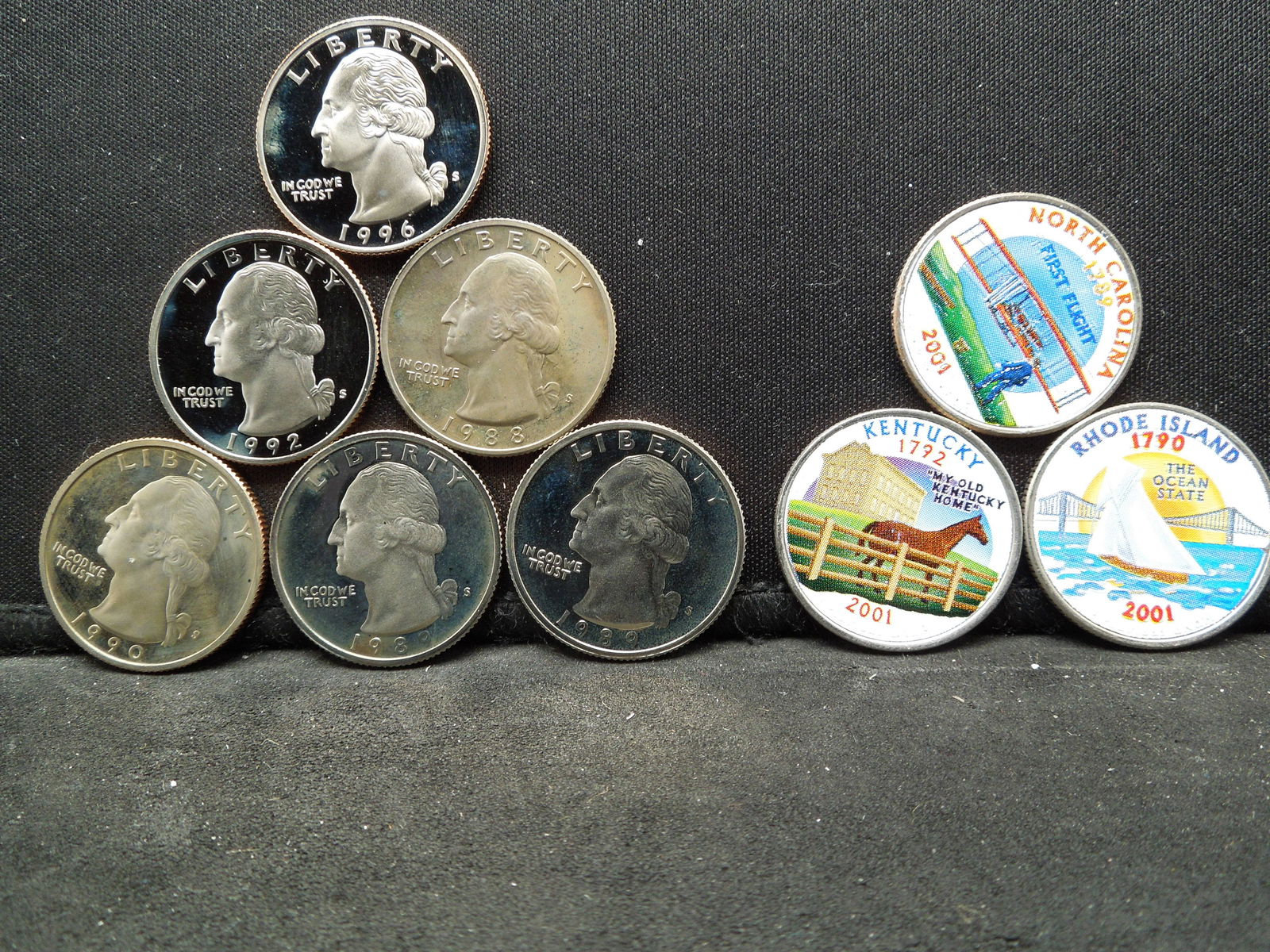 6 proof Washington quarters and three colorized state (1 of 6)