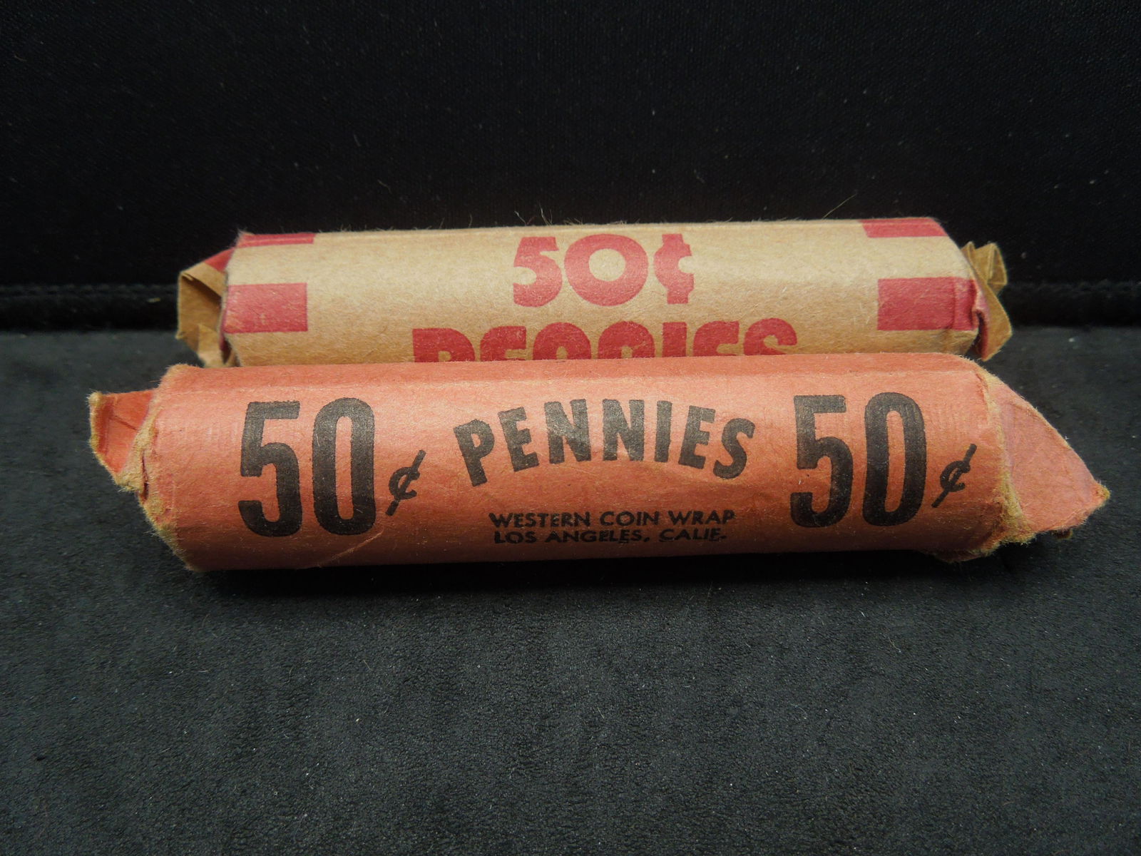 solid bank rolls of 50 wheat cents includes 1954-s that (1 of 7)