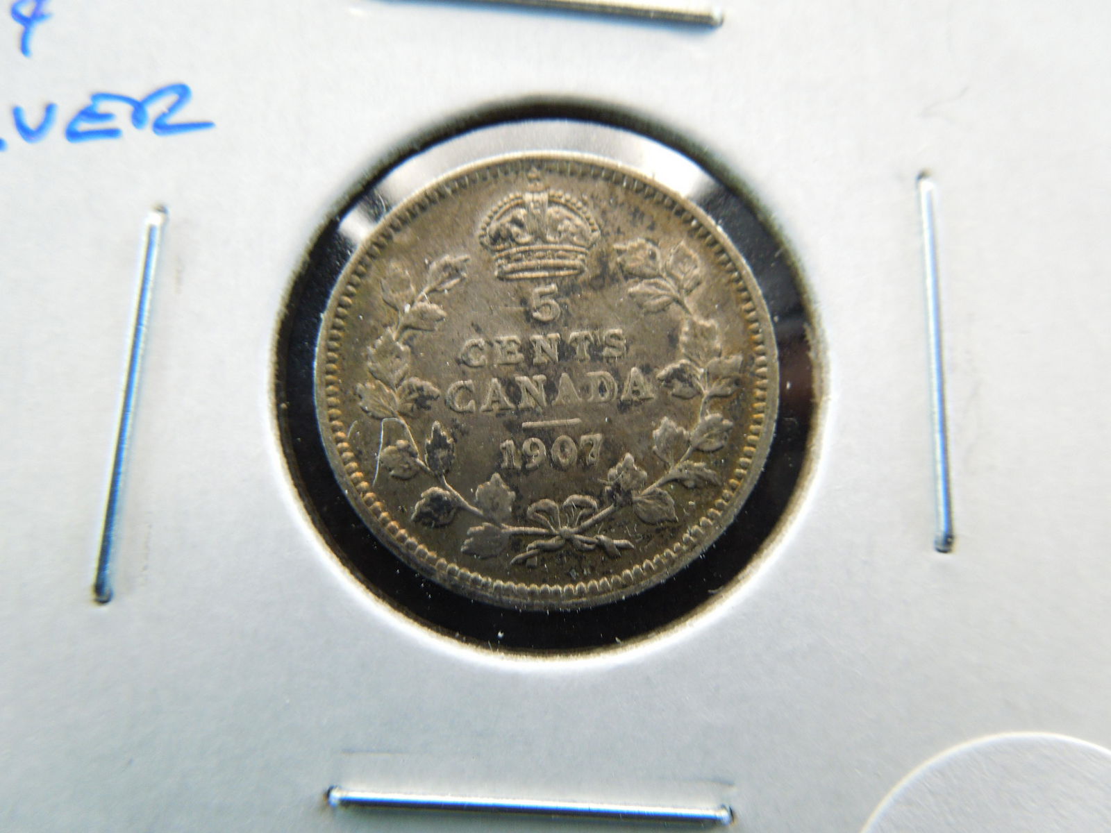 1907 Canada 5c Silver.  Toned XF. (1 of 3)