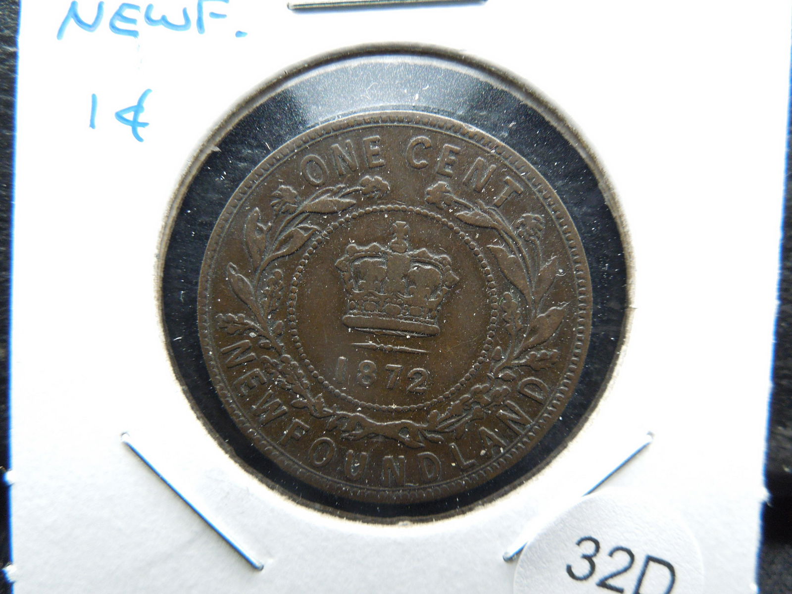 1872-H Newfoundland 1c.  VF+. (1 of 3)