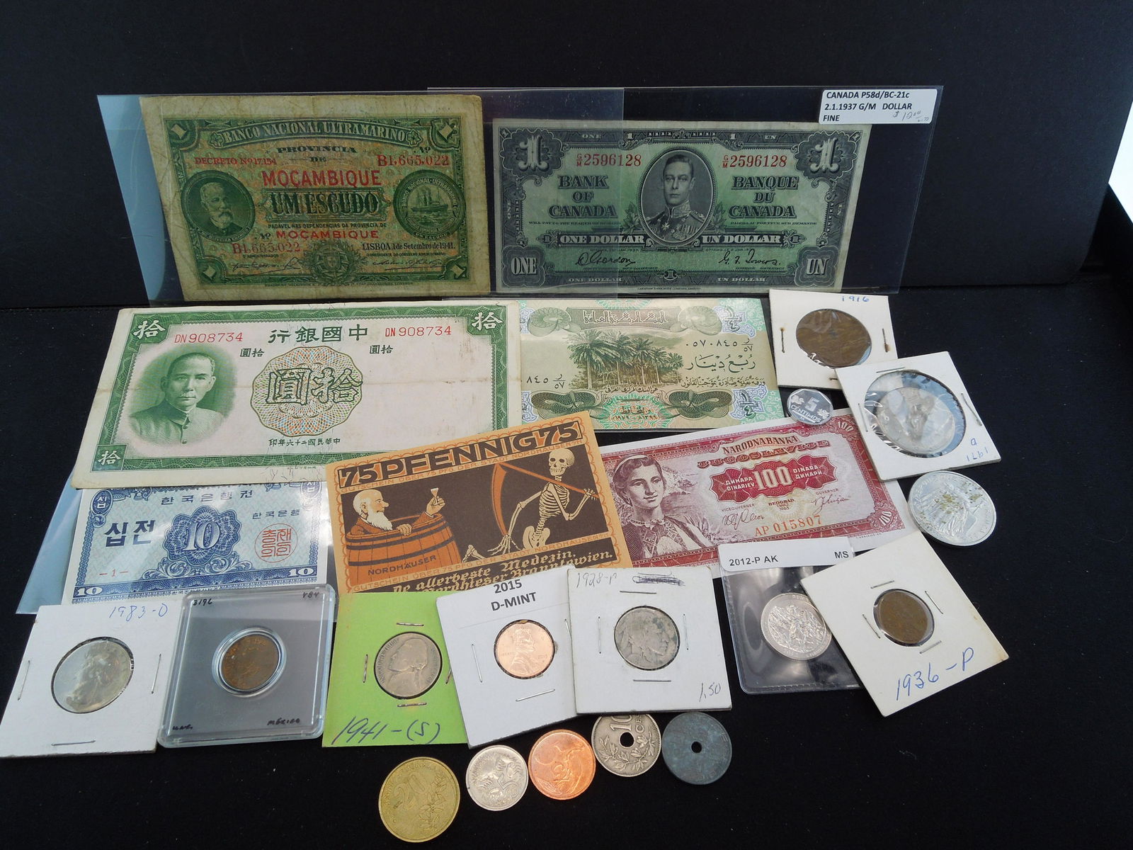 Misc. Lot:  Foreign Currency, U.S. and Foreign Coins. (1 of 5)