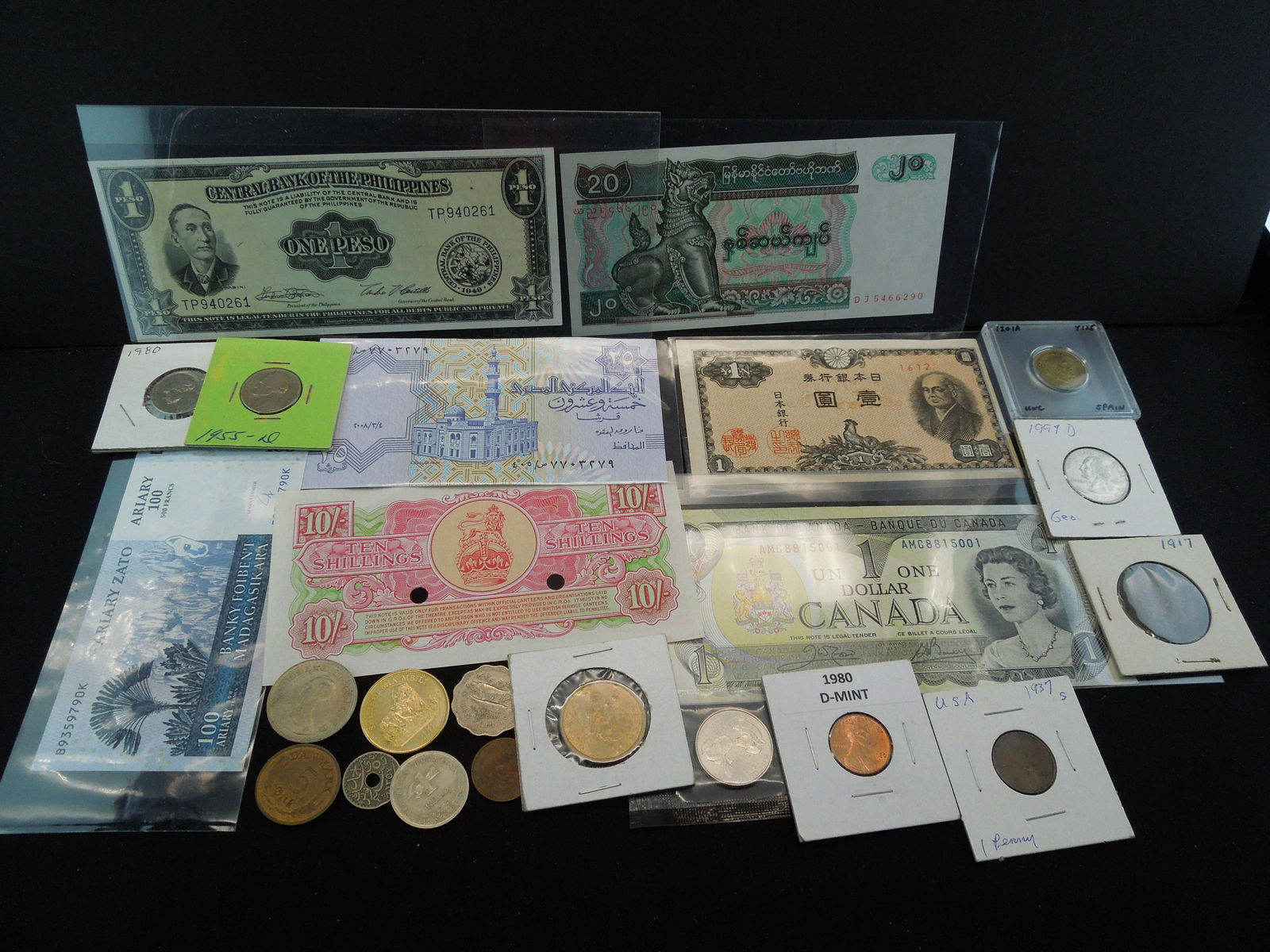 Misc. Lot:  Foreign Currency, U.S. and Foreign Coins. (1 of 5)
