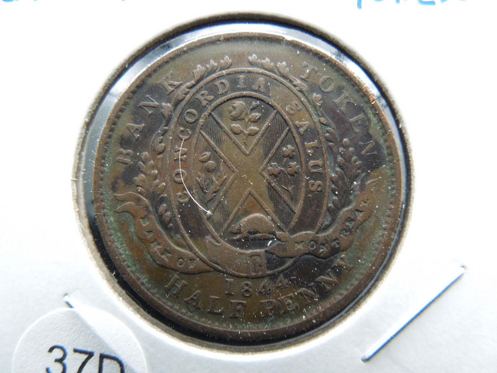 1844 Canada 1/2 Penny Token.  Scarce. (1 of 3)