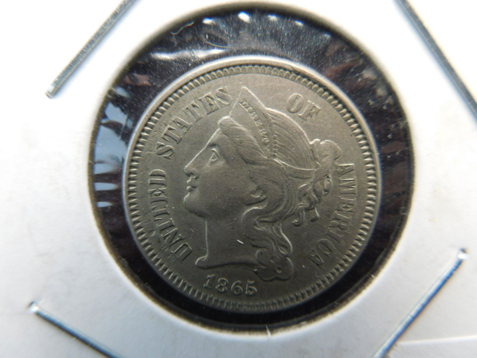 1865 Three Cent Nickel Civil War Date Strong Details (1 of 3)