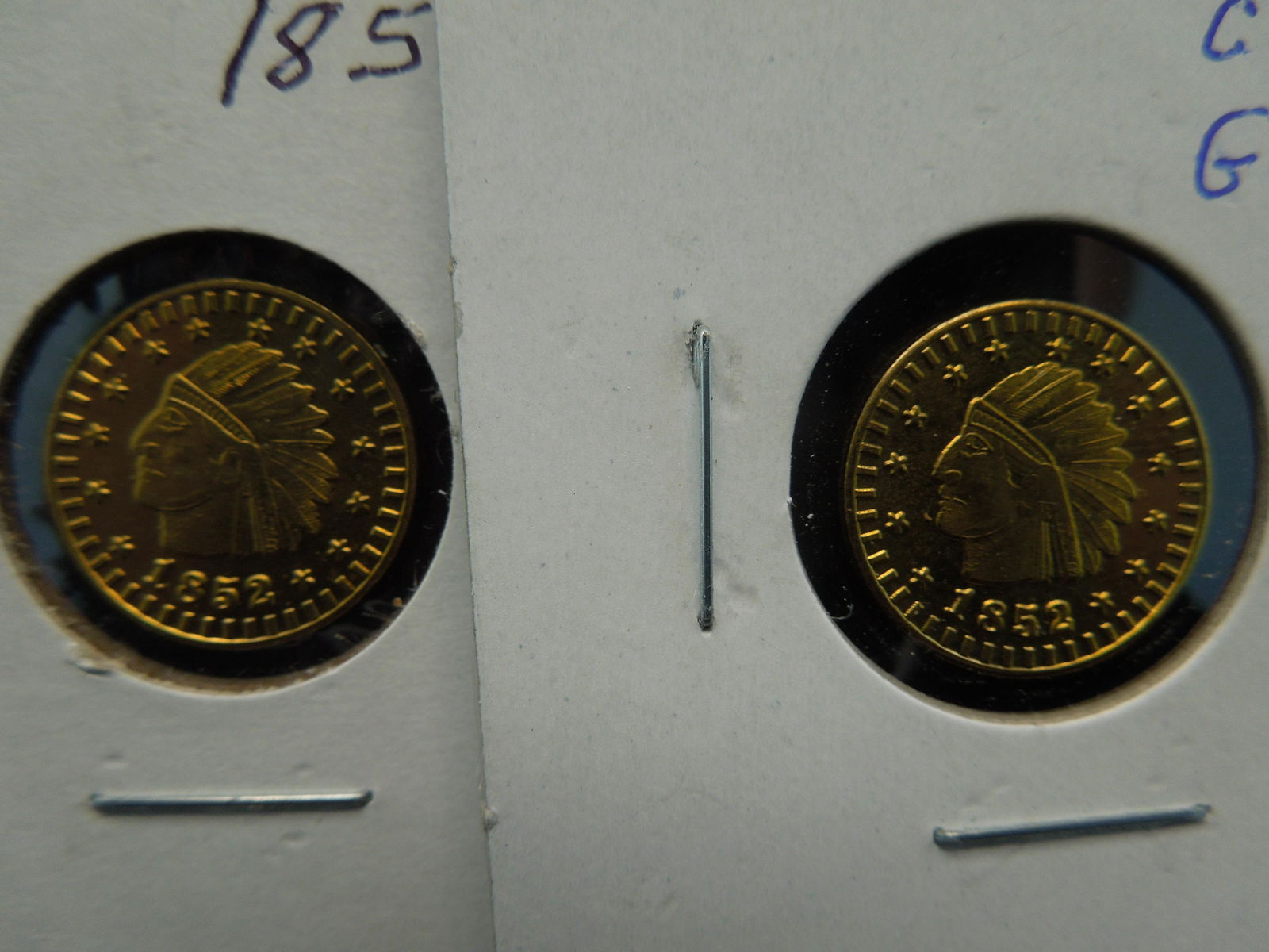 (2) Clad 1852 California Gold Tokens Clad NOT GOLD (1 of 3)
