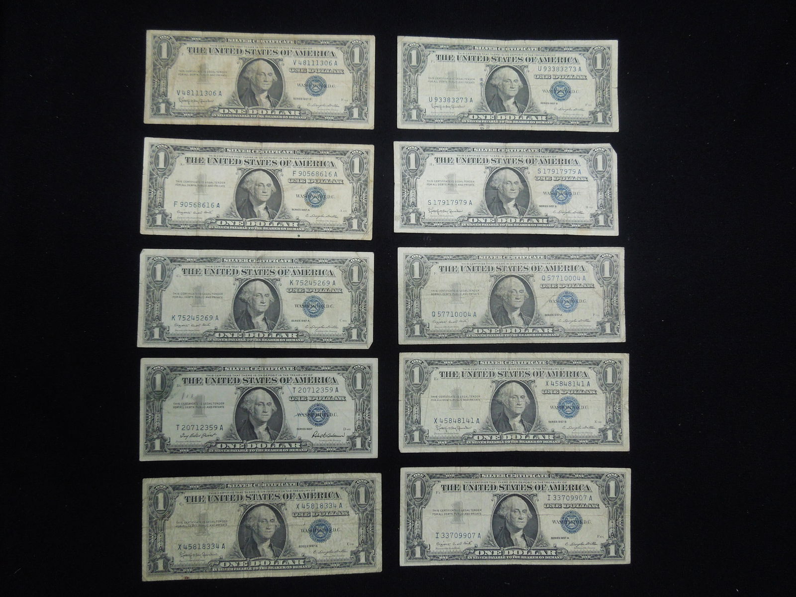 10   1957 Silver Certificates (1 of 8)