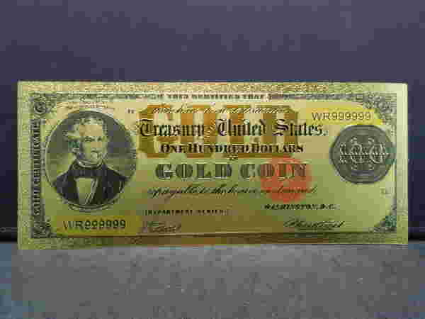 $100 Dollar Gold Certificate 24k Gold Foil Note $100 Dollar Gold Certificate 24k Gold Foil Note