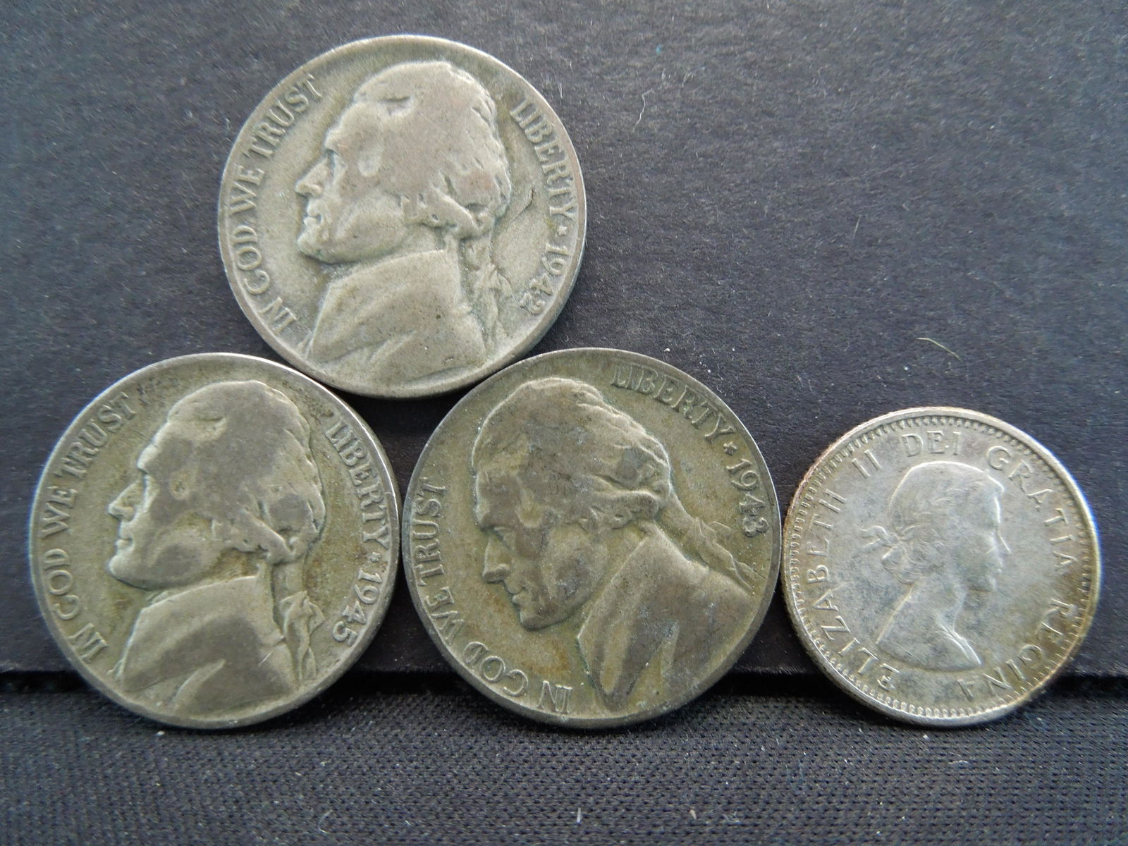 (3) Silver War Nickels And A Silver Canadian Dime (1 of 2)