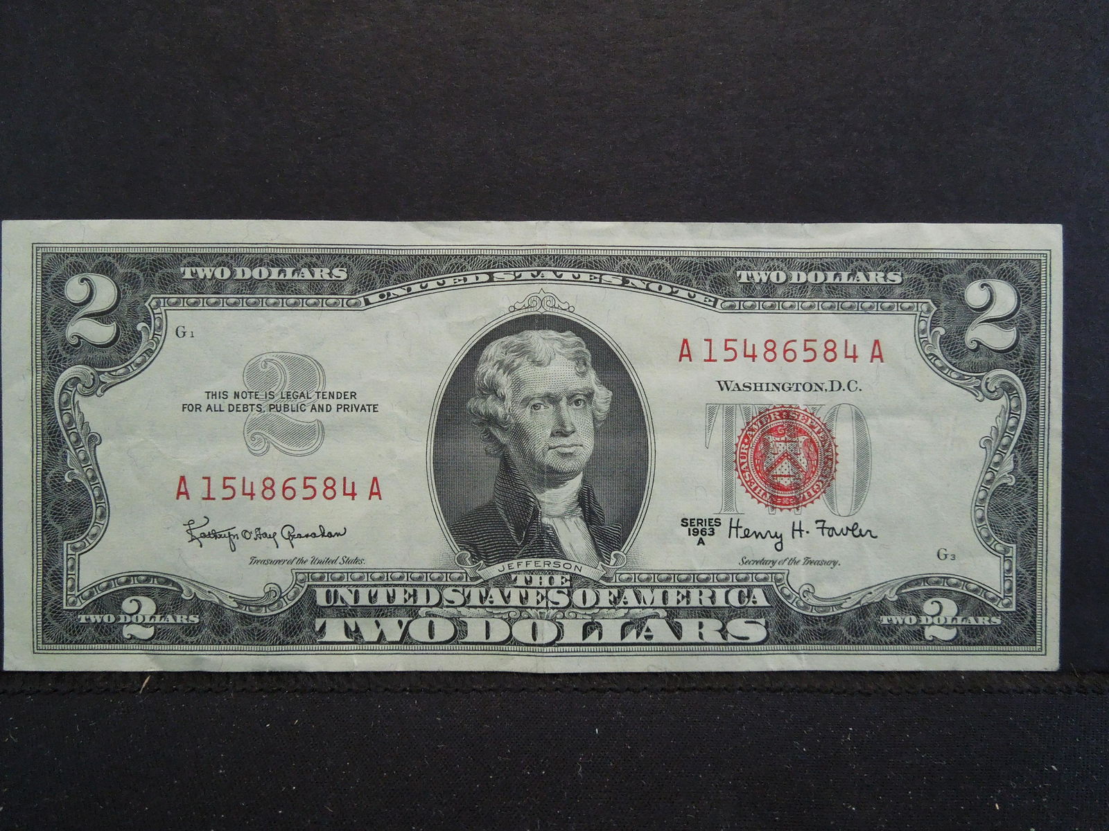 1963 A Red Seal Two Dollar Note (1 of 3)