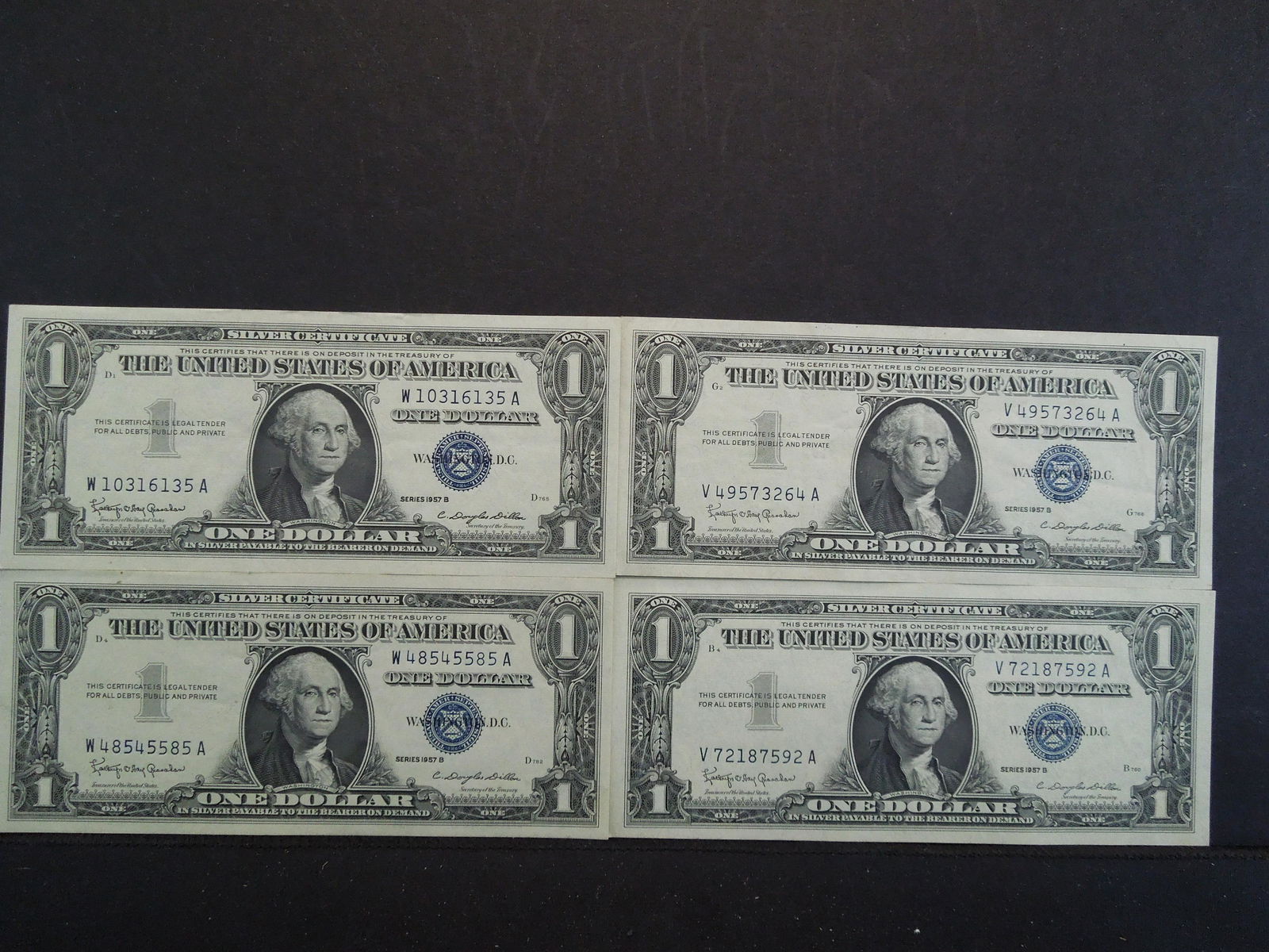 (4) 1957 B One Dollar Silver Certificates (1 of 6)