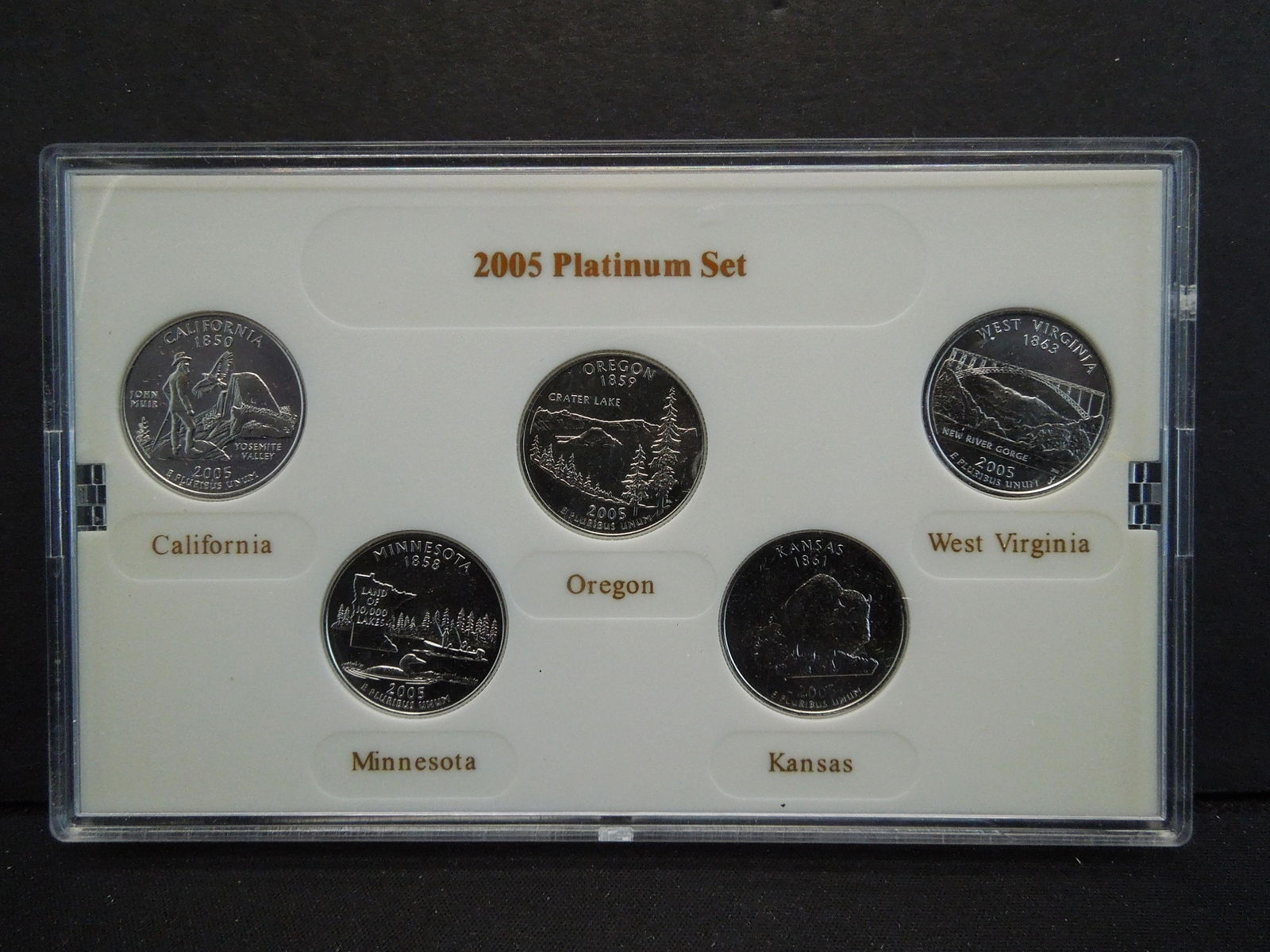 PLATINUM 2005 STATE QUARTERS COA/PROOF, (1 of 4)