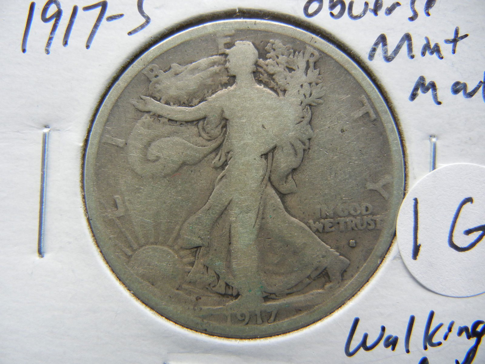 1917 S Obverse Mint Mark Walking Liberty Half Dollar (1 of 3)