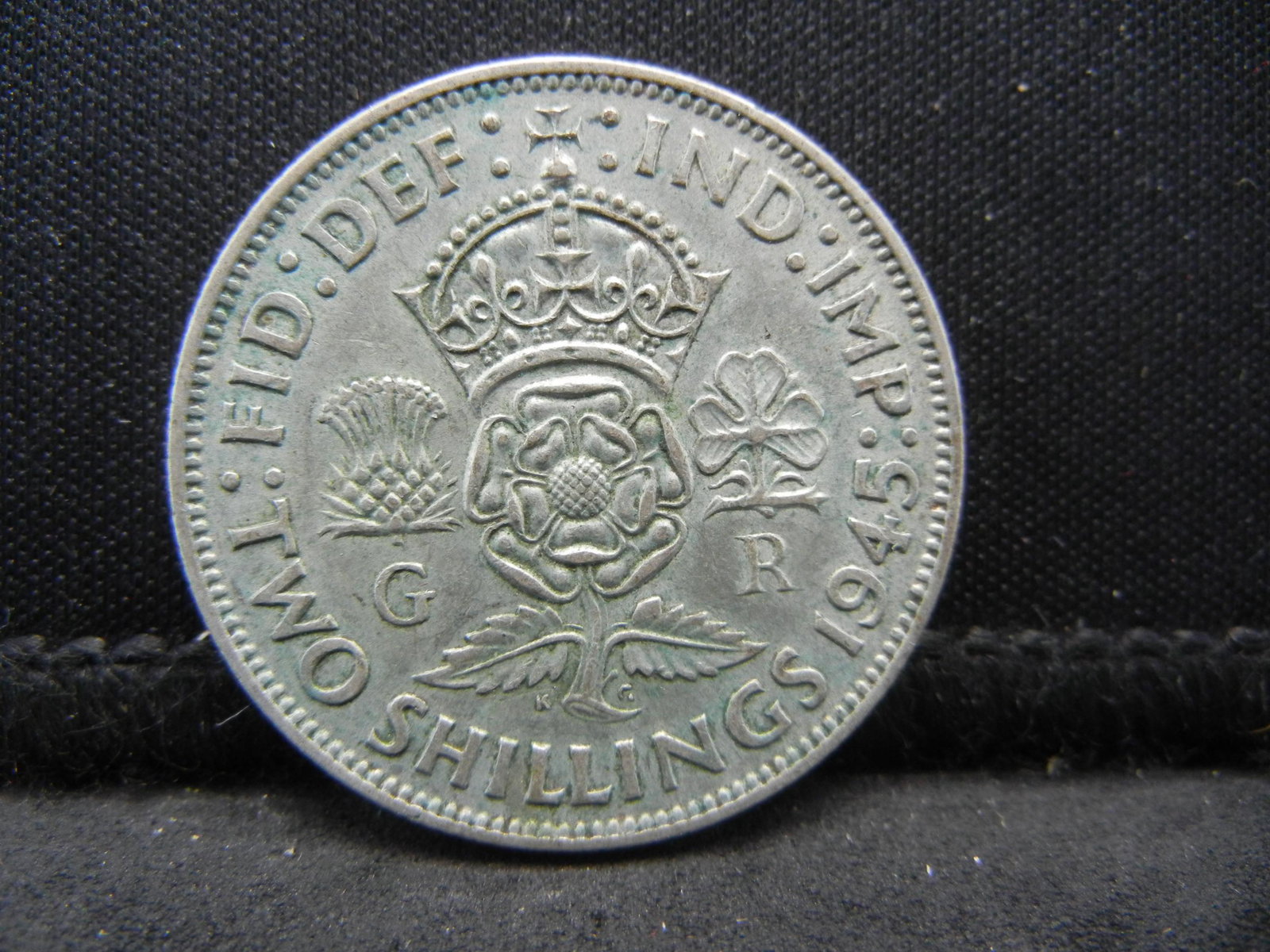 1945 Great Britain Two Shillings 50% Silver Coin.  Coin (1 of 2)