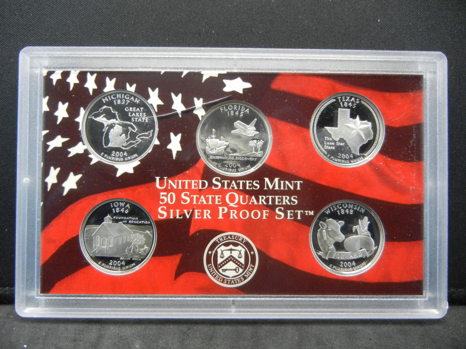 2004-S State Quarters silver proof set:  MI FL; TX, IA, (1 of 4)