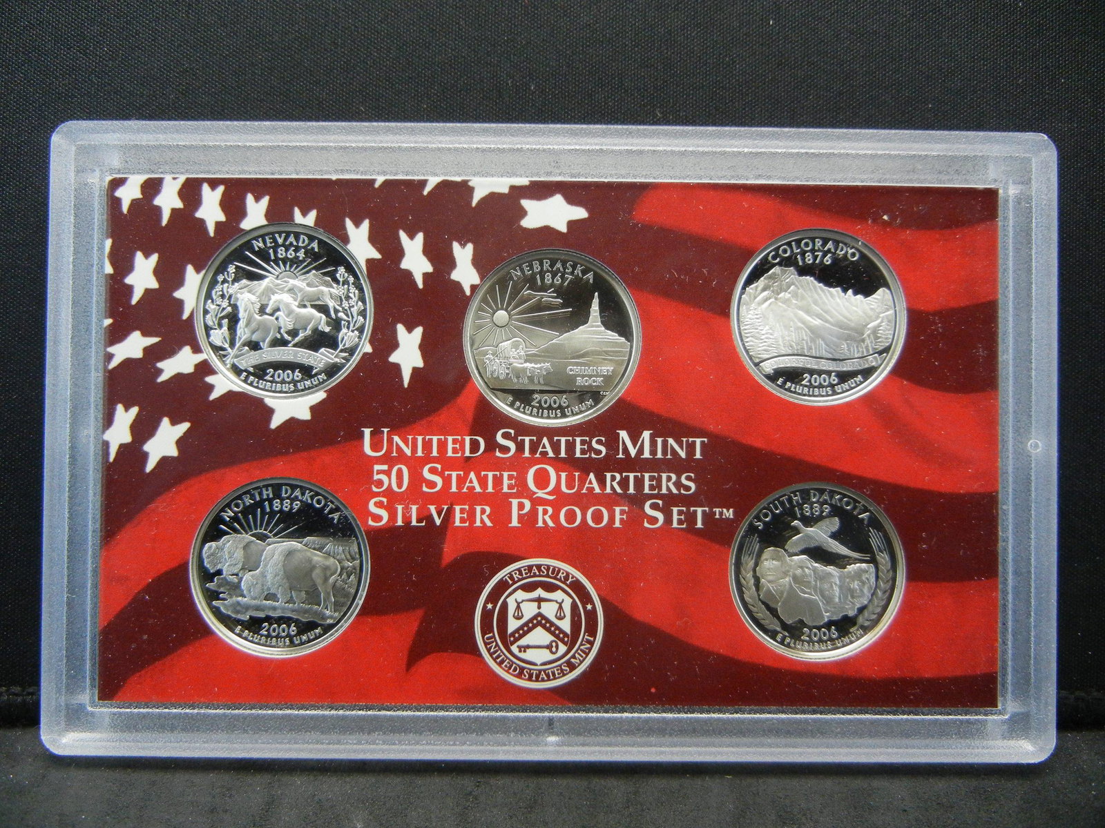 2006-S State Quarters silver proof set: Nv Ne; Co, ND,: 2006-S State Quarters silver proof set: Nv Ne; Co, ND, and SD.