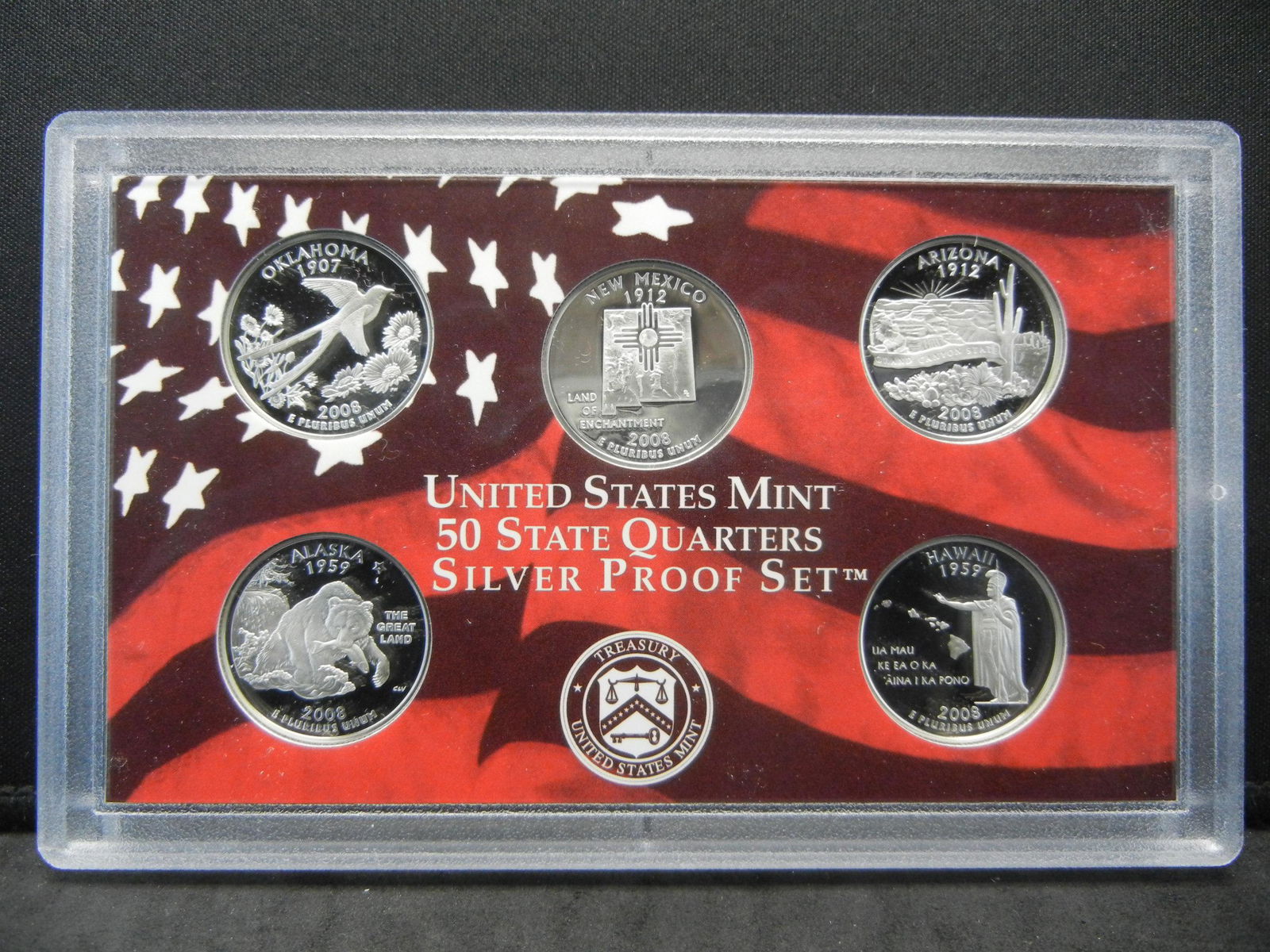 2008-S State Quarters silver proof set: OKI NM; AZ, AK, (1 of 4)