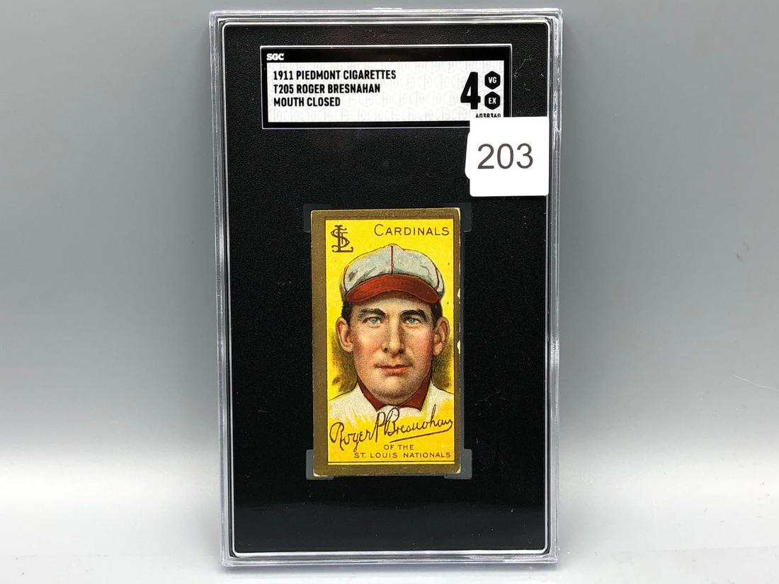 1911 T205 Roger Bresnahan SGC 4 HOF: 1911 T205 Roger Bresnahan SGC 4 HOF