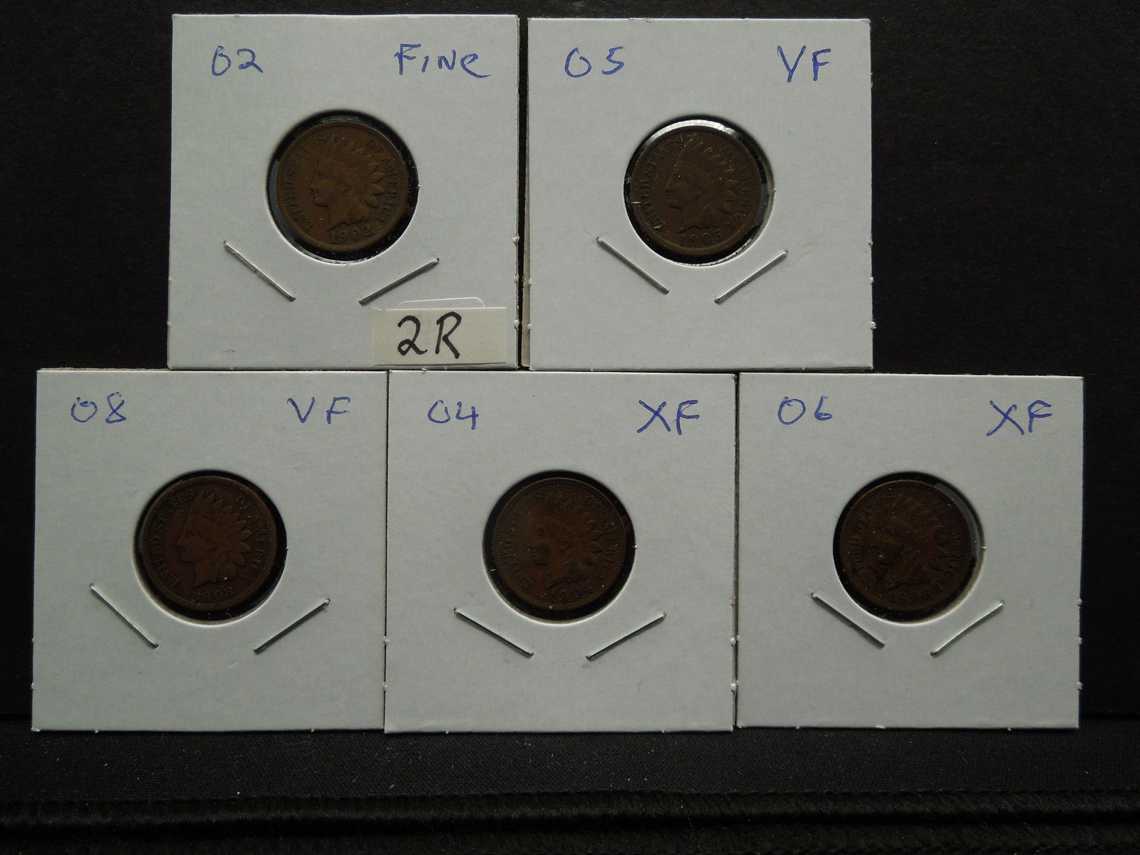 1902, 04, 05, 06, 08 Indian Cents (1 of 5)