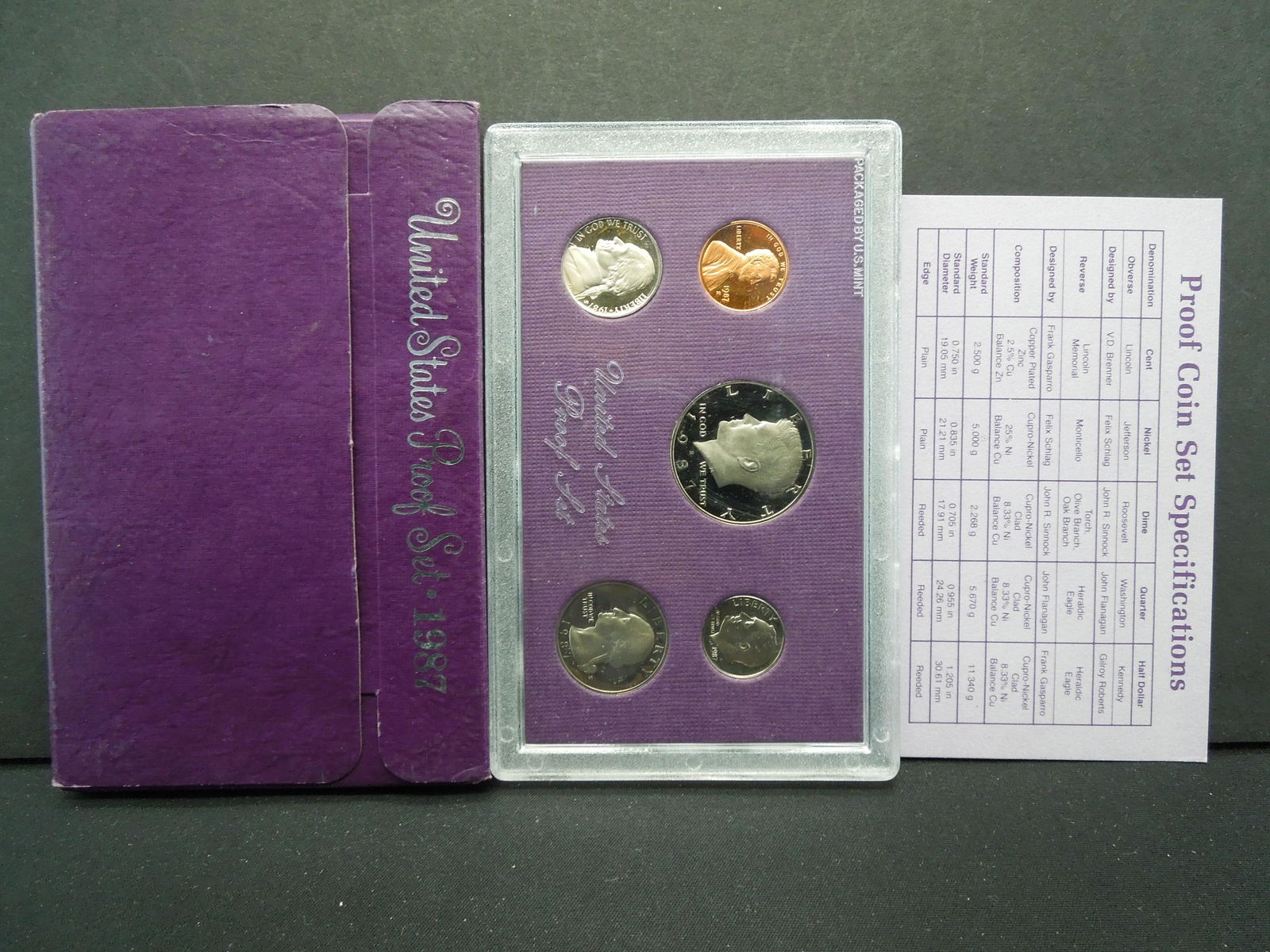1987 United States mint proof set - all coins are (1 of 4)