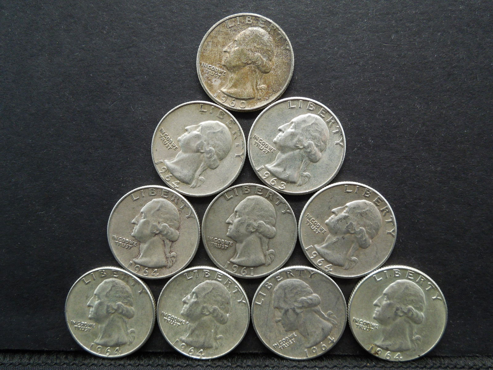 1960's Washington Silver Quarters - Lot of 10 (1 of 2)