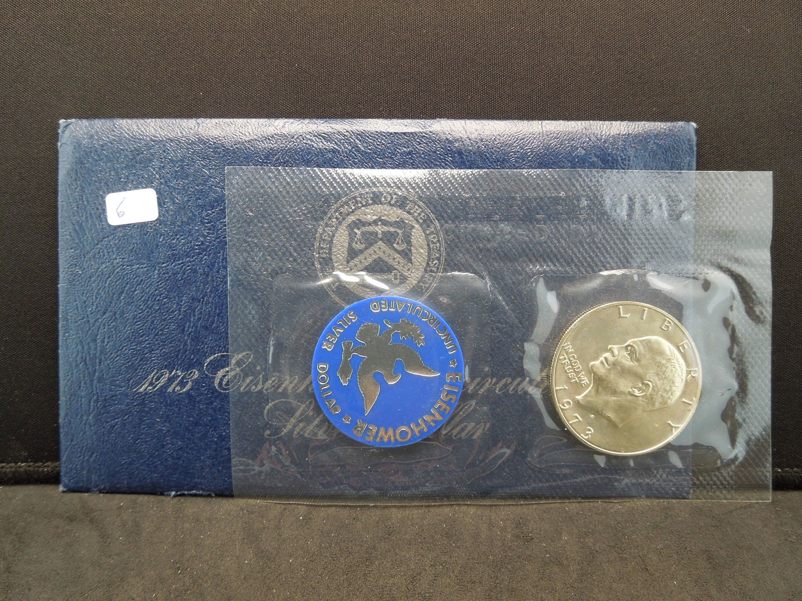 1973-S Silver Eisenhower Dollar in US Mint package. (1 of 3)