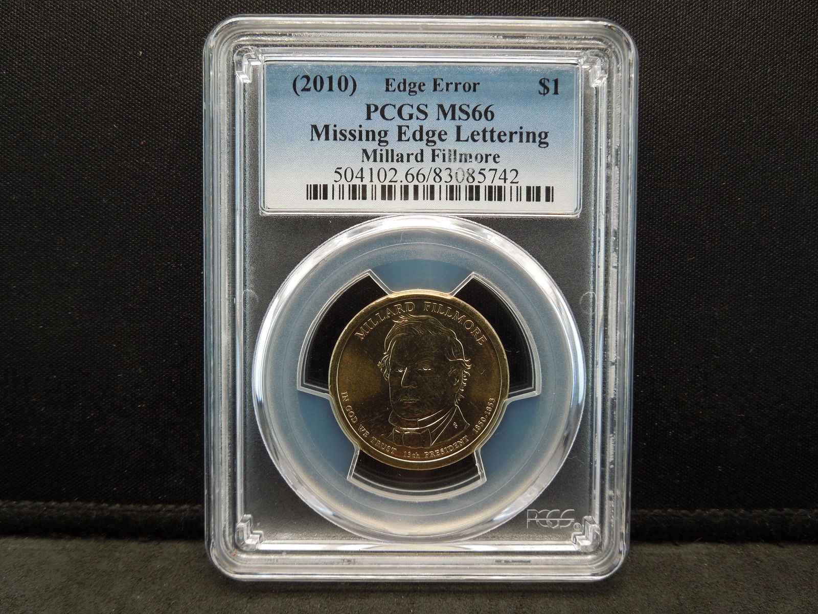 2010 Millard Fillmore $1.00 Edge Error PCGS MS66 (1 of 4)