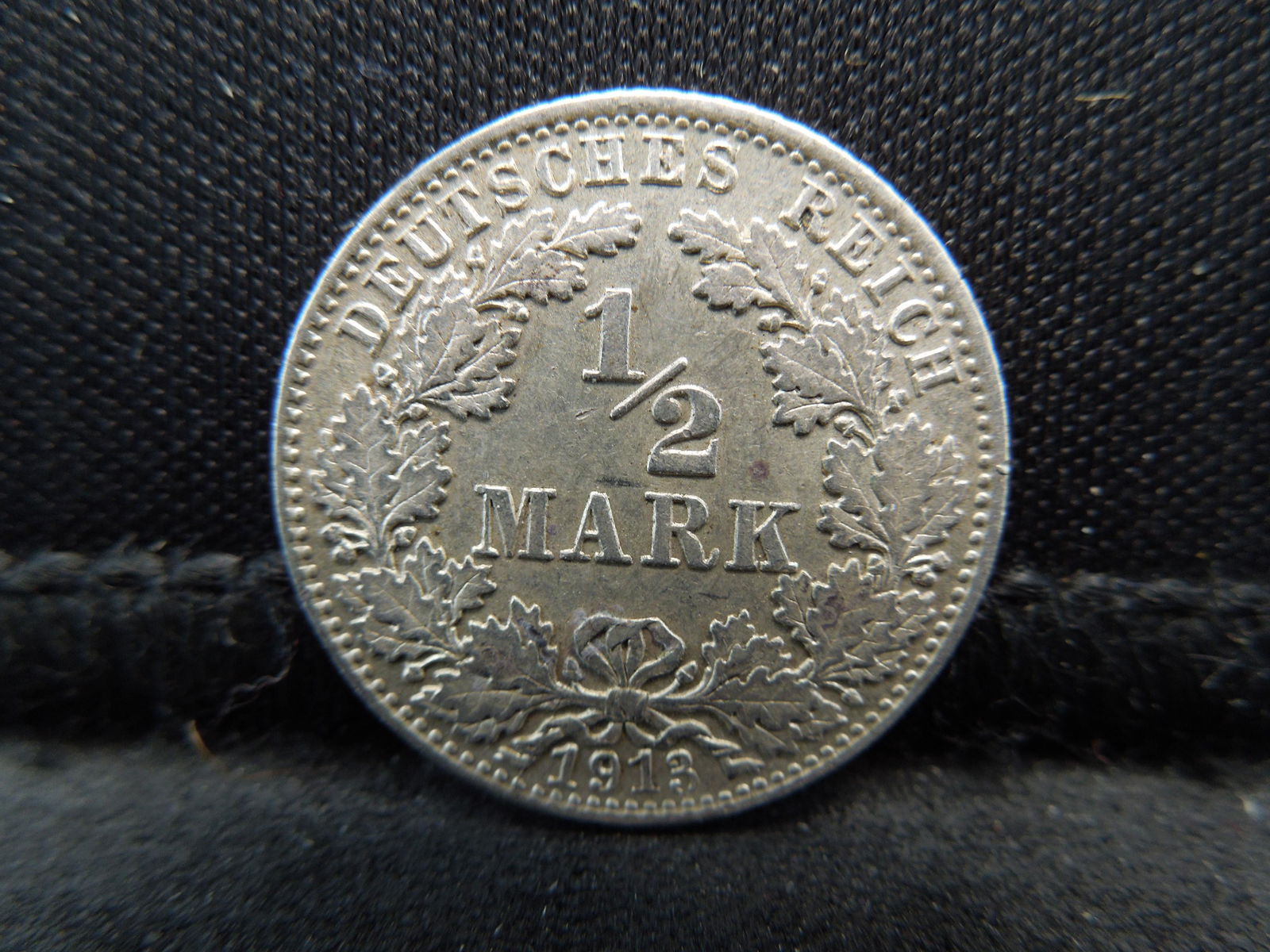 1913-D Germany 1/2 Mark 90% Silver Coin.  Coin Weighs (1 of 2)