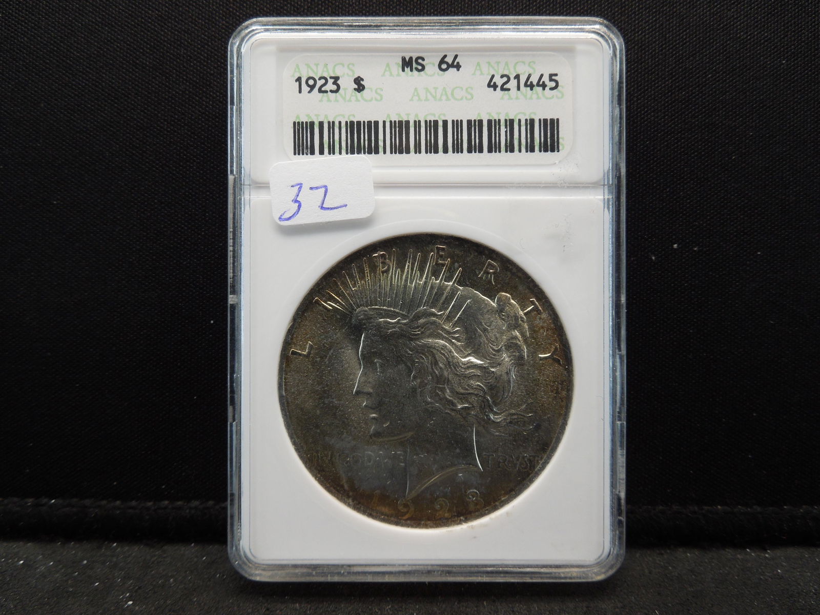 1923 Peace Dollar.  ANACS MS 64.  Very Old Holder with (1 of 4)