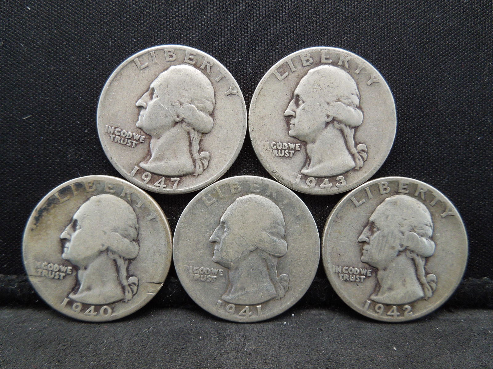 1940, 41, 42, 43, 47 Washington Quarters (1 of 2)
