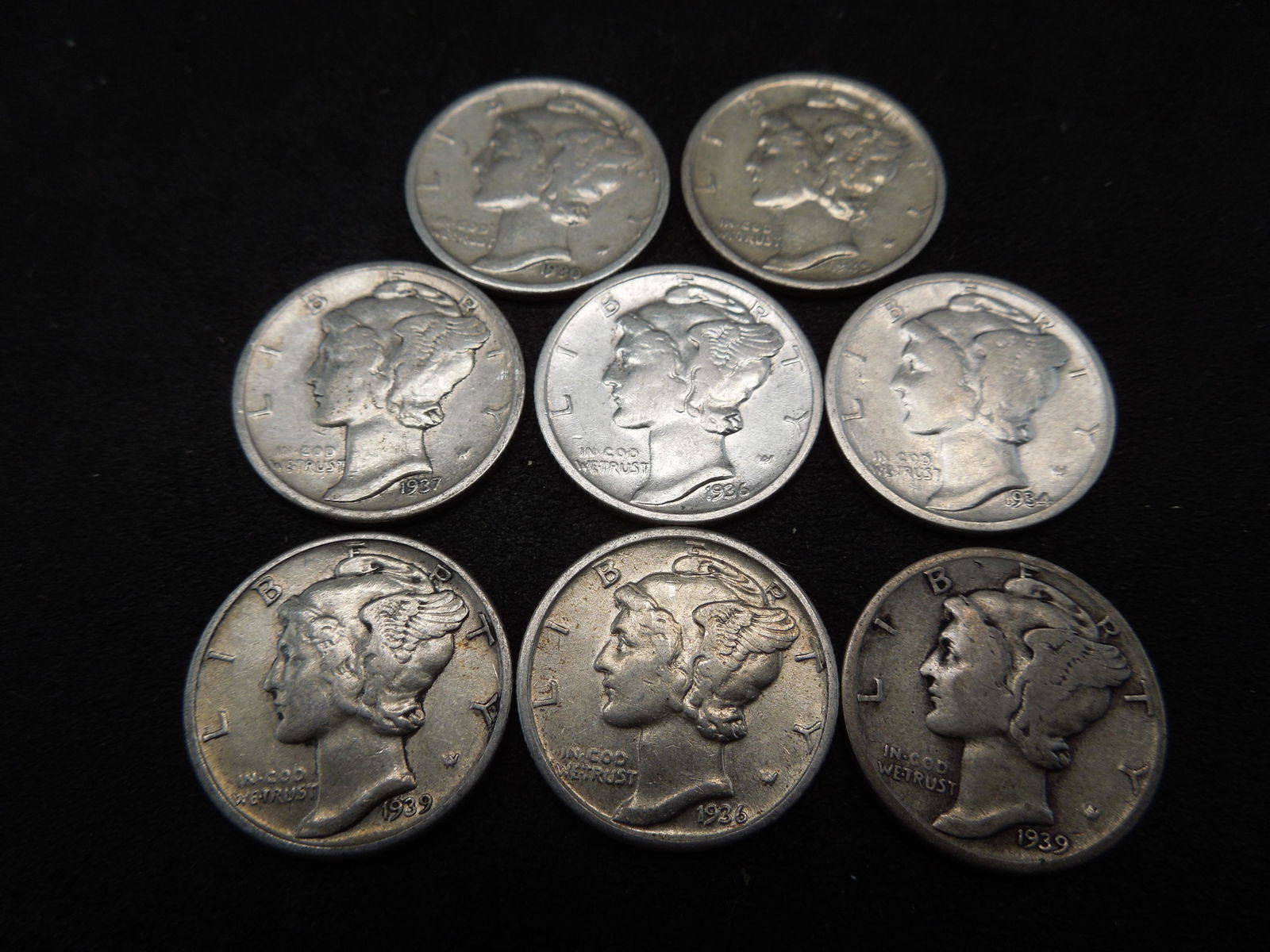 (8) 1930's Mercury Dimes (1 of 2)
