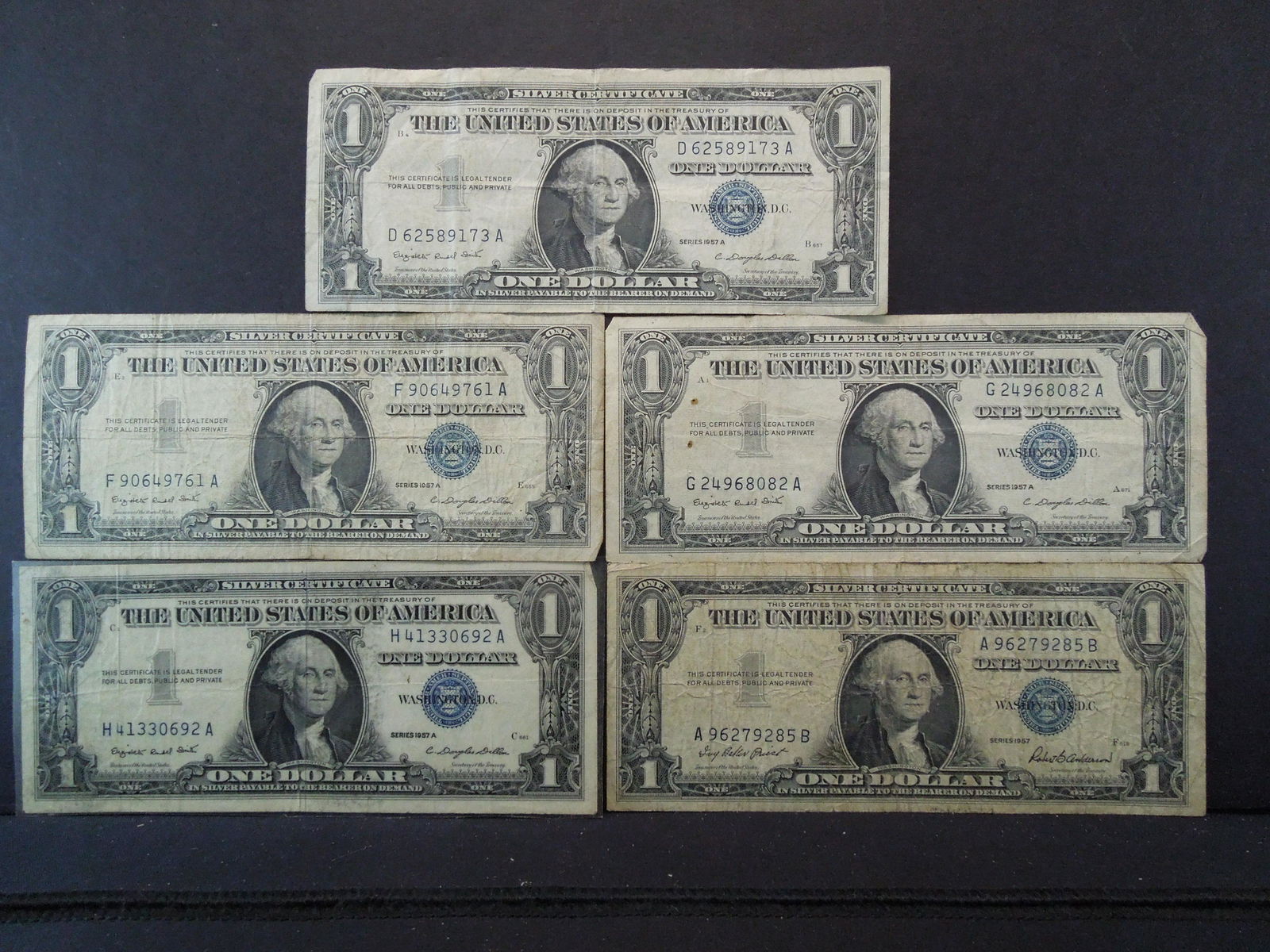 (4) 1957 A, 1957 One Dollar Silver Certificate, One Is (1 of 8)