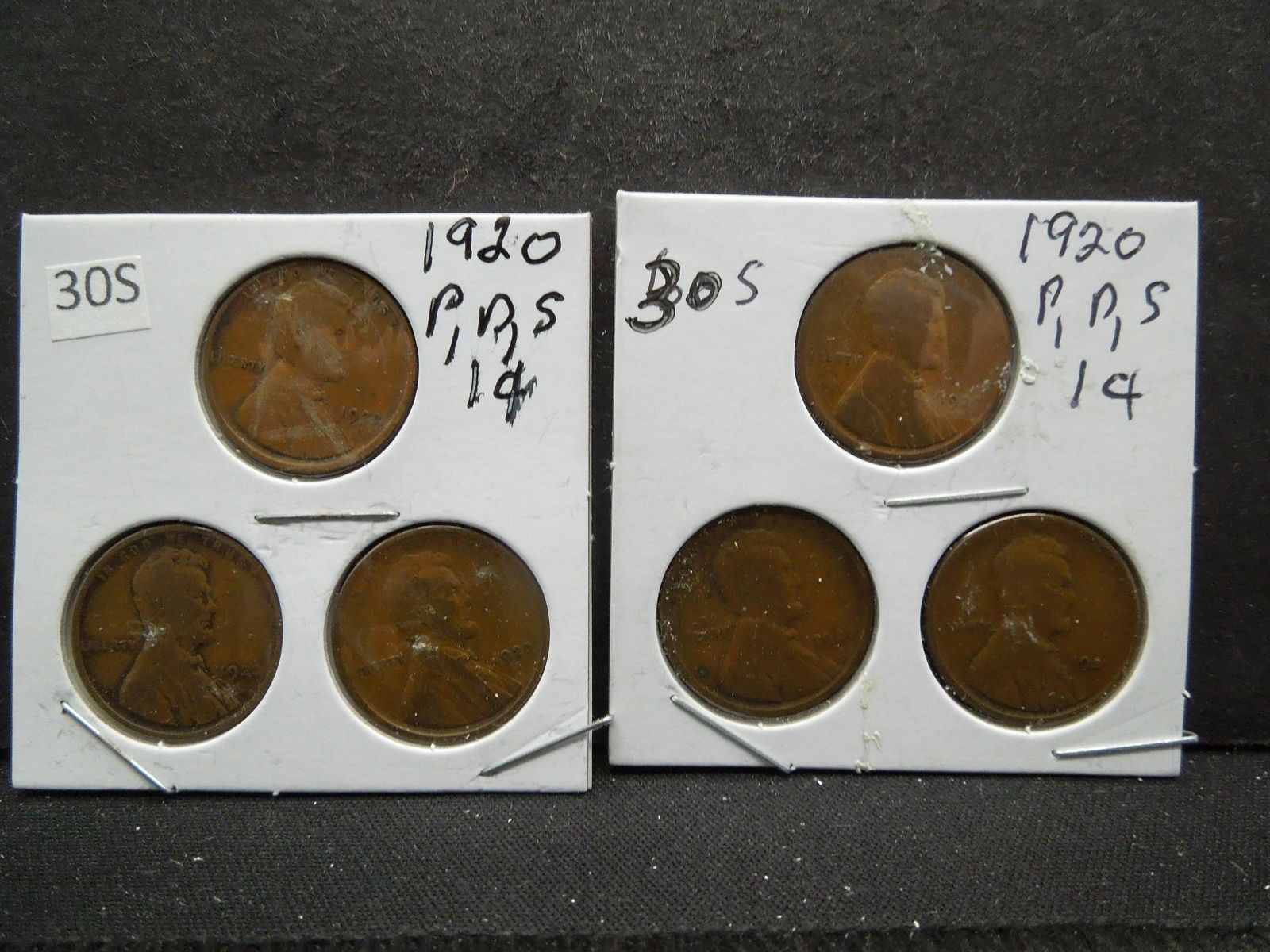 (2) 1920 PDS Wheat Cents, (6) Coins (1 of 5)