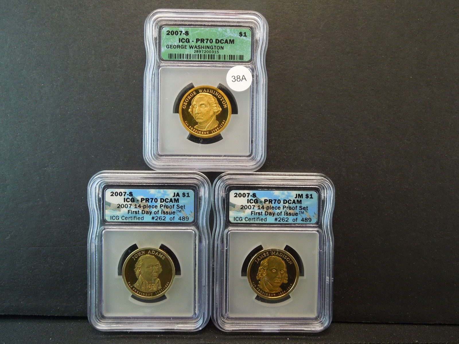 Lot of three ICG Slabbed Proof Presidential Dollars all (1 of 13)