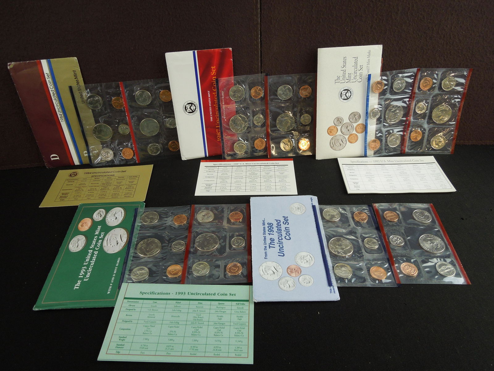Lot of 5 US Mint sets 1984-1987-1992-1993-1998 In (1 of 20)