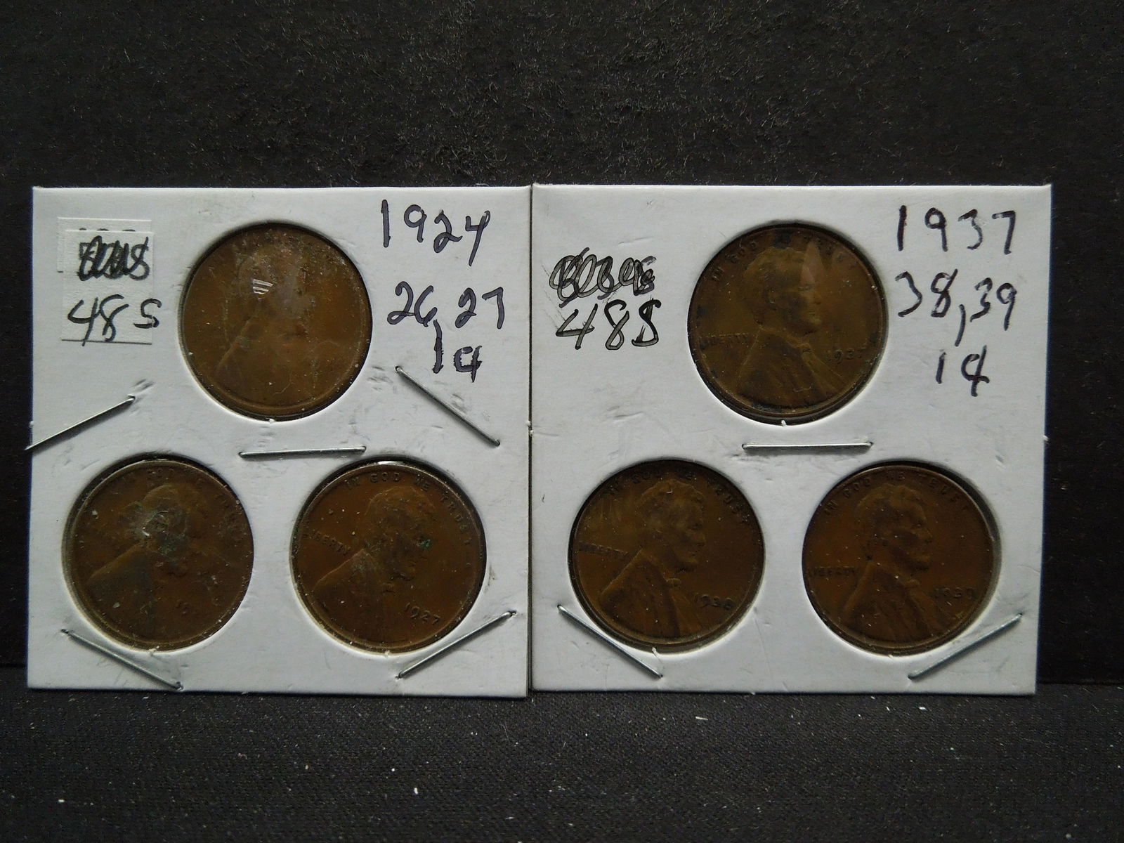 1924, 26, 27, 1937 , 38, 39 Wheat Cents (1 of 5)